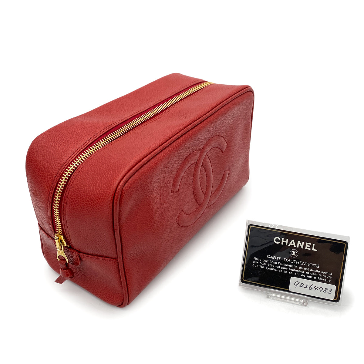 CHANEL VINTAGE CLUTCH BAG RED CAVIAR SKIN 90264783