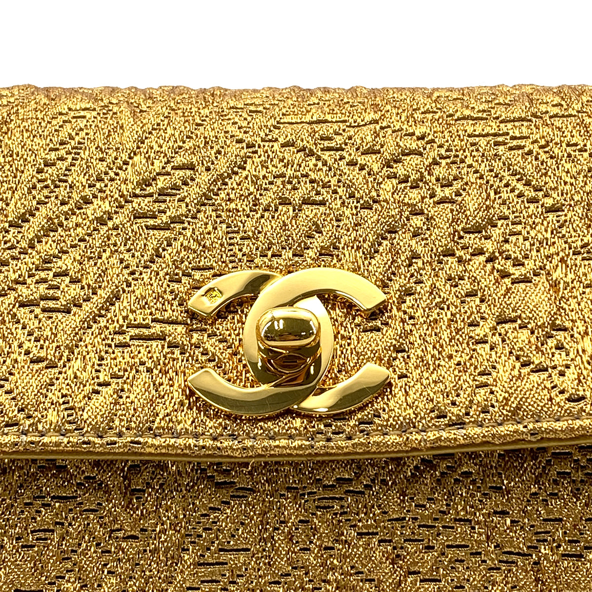 CHANEL VINTAGE CLUTCH BAG GOLD NISHIJIN TEXTILE 90265314