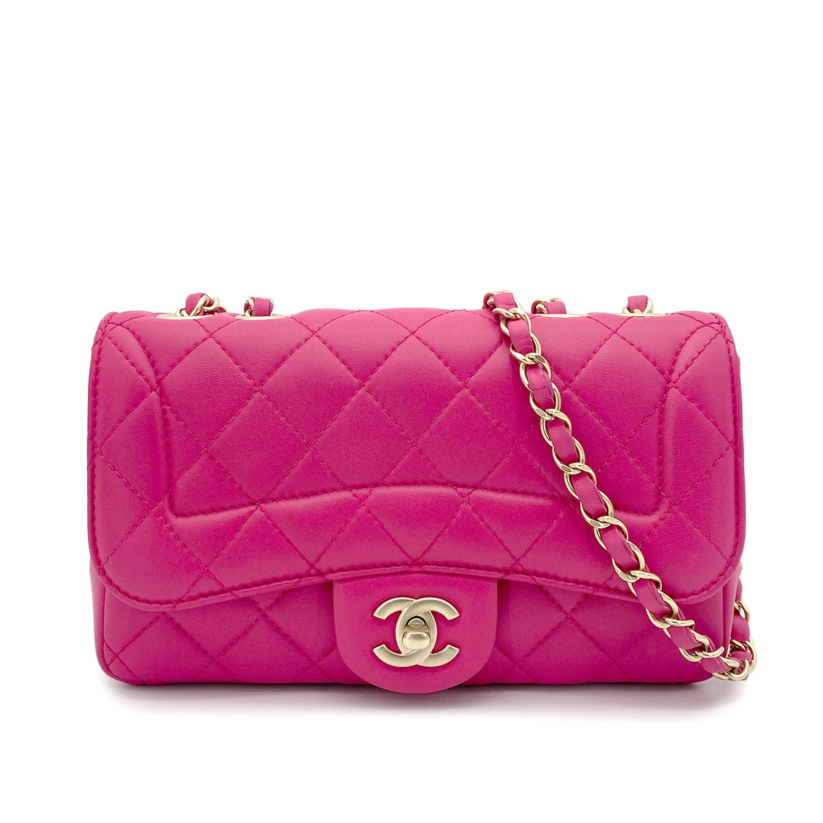 CHANEL MATELASSE CHAIN SHOULDER BAG PINK LAMB SKIN 90265320