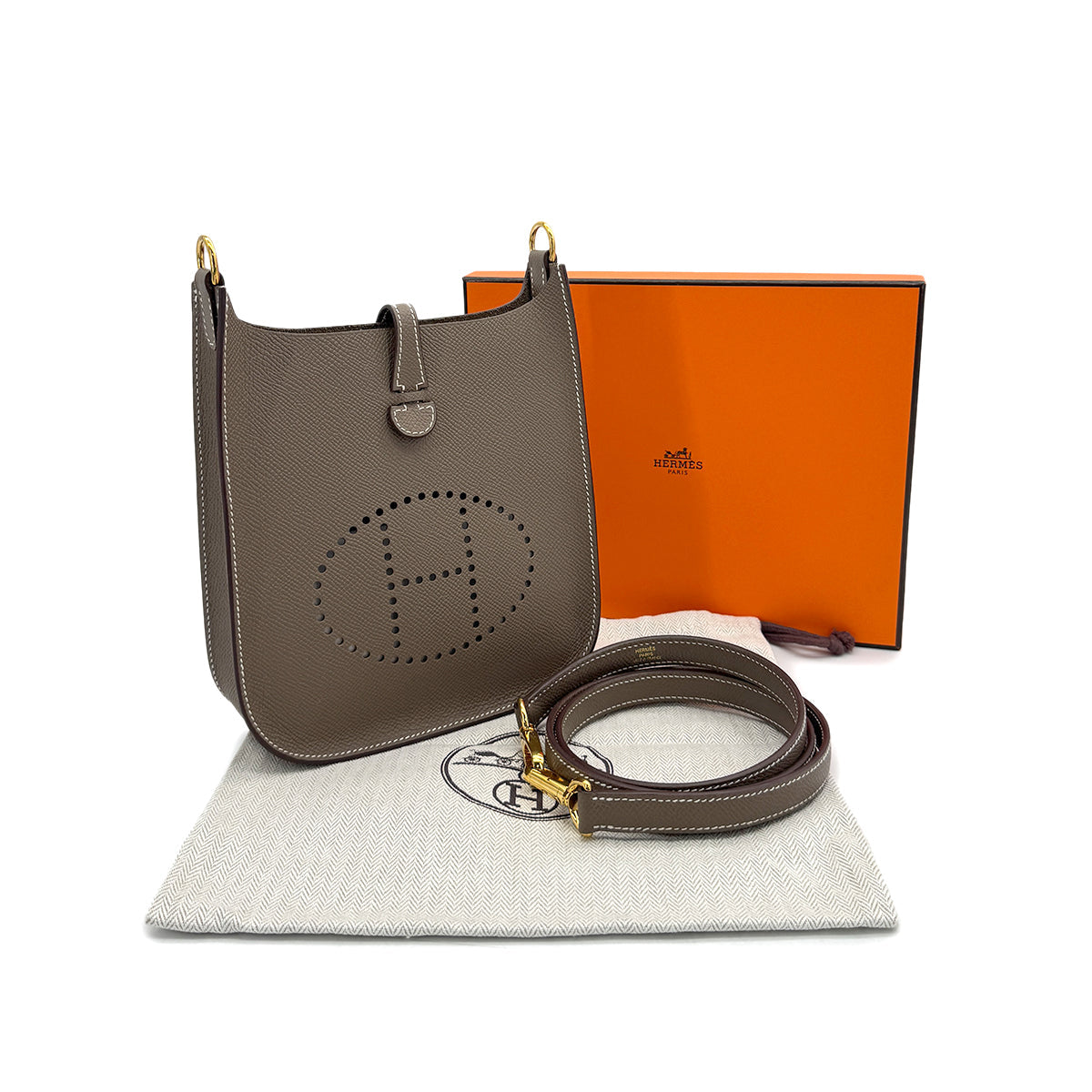 HERMES EVELYNE SELLIER TPM ETOUPE VEAU EPSOM SHOULDER BAG W 90306848