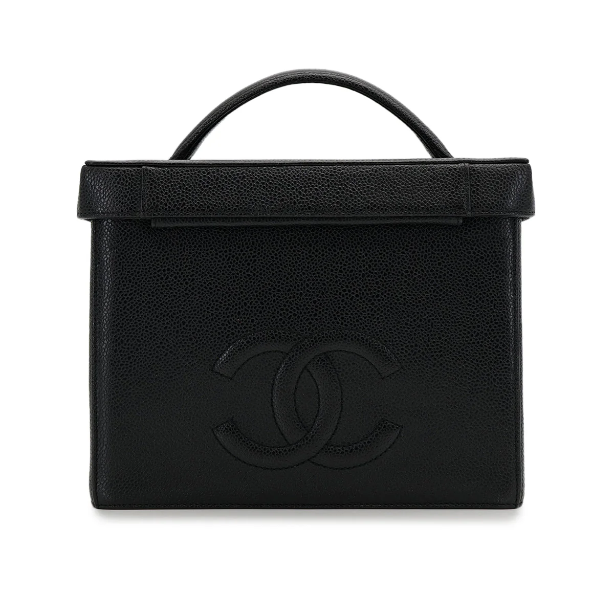 CHANEL VINTAGE TURN LOCK 2WAY VANITY HAND SHOULDER BAG BLACK CAVIAR SKIN 90308246 - PURPOSE