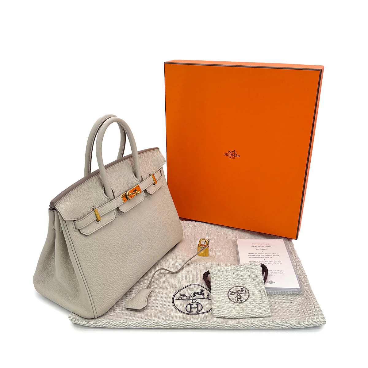 HERMES BIRKIN 25 BETON TOGO HAND BAG U GHW 90309136