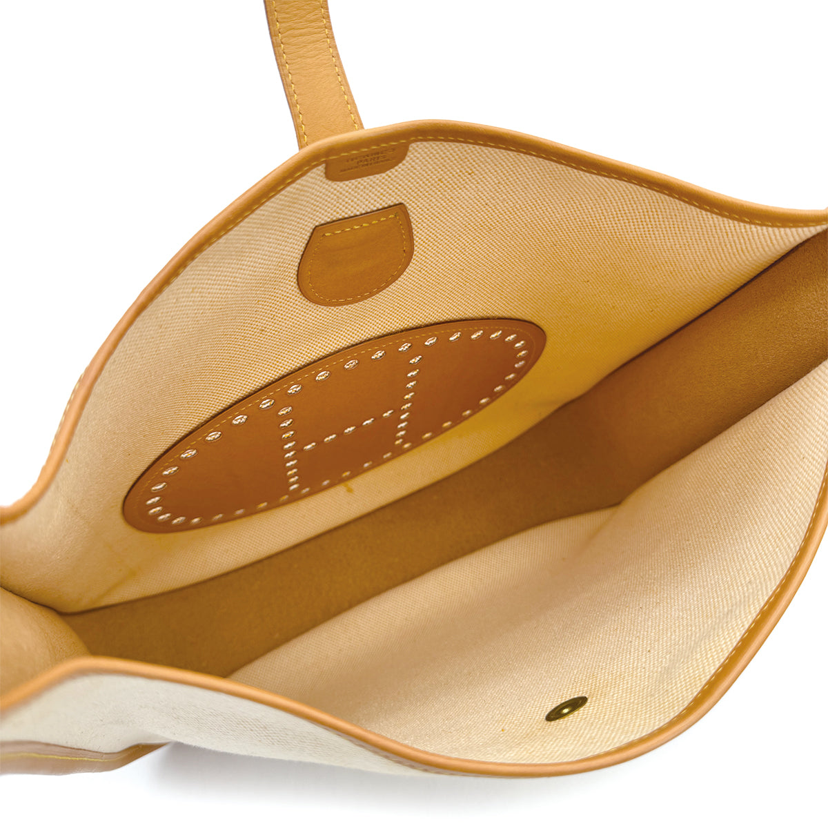 HERMES EVELYNE GM NATUREL TOILE H VEAU BARENIA SHOULDER BAG 〇Z 90310340