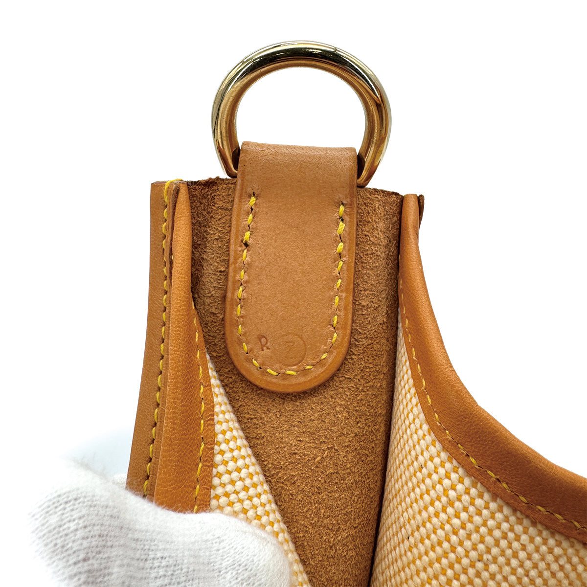 HERMES EVELYNE GM NATUREL TOILE H VEAU BARENIA SHOULDER BAG 〇Z 90310340