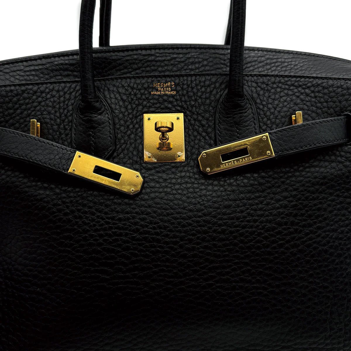 HERMES BIRKIN 30 BLACK TAURILLON CLEMENCE HAND BAG 2004 SQUARE H GOLD HARDWARE 90313531