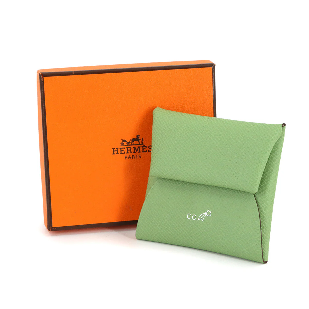 HERMES Bastia Personal SPO Coin Case, Epsom Leather, Vert Cricket, Nata, U Stamp, Silver Hardware, Bastia Coin Case, Hermes 90317998
