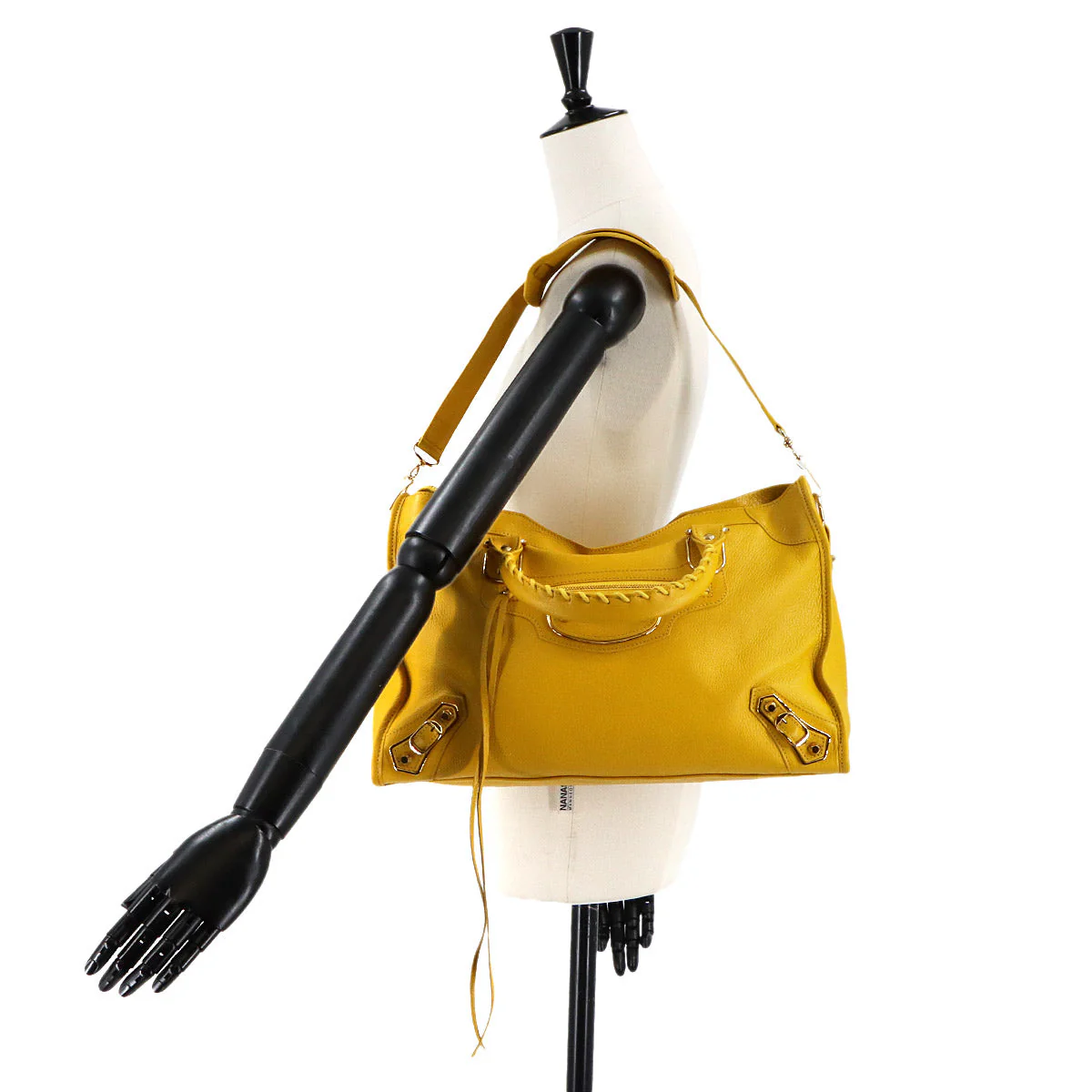 BALENCIAGA Classic Metallic Edge City 2-way Hand/Shoulder Bag, Leather, Yellow, 390154 (Balenciaga 90318057)