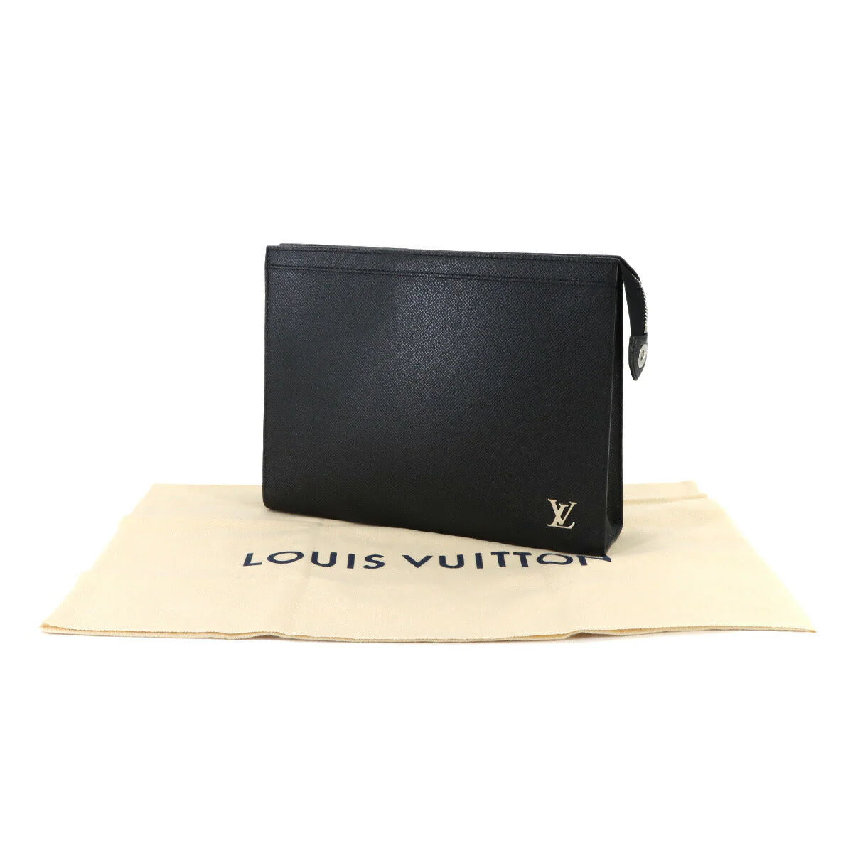 LOUIS VUITTON Taiga Pochette Voyage Second Clutch Bag Leather Noir M30450 RFID Pochette Voyage Louis Vuitton 90319768