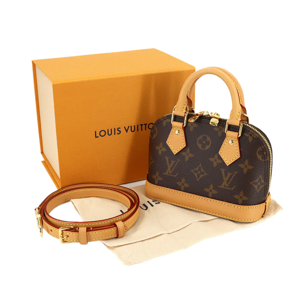 LOUIS VUITTON Monogram Nano Alma 2-way Hand/Shoulder Bag Brown M82717 RFID Monogram Nano Alma Louis Vuitton 90320203