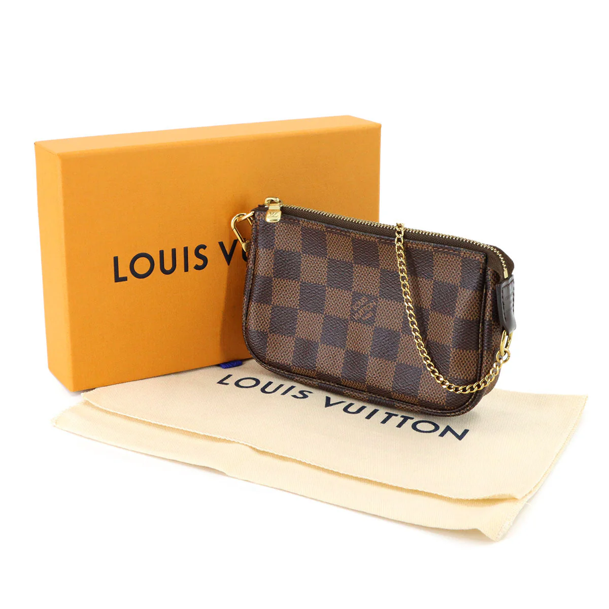 LOUIS VUITTON Damier Mini Pochette Accessoires Handbag Ebene N58009 (90320769)