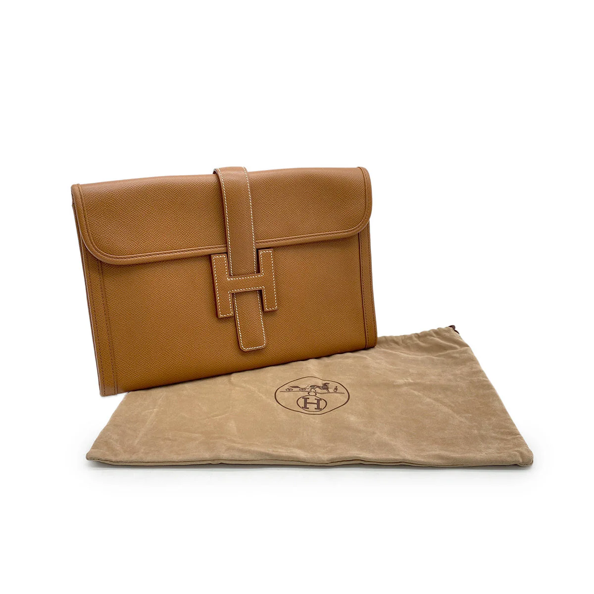 HERMES JIGE PM CLUTCH BAG GOLD COURCHEVEL 1997 SQUARE A 90321637