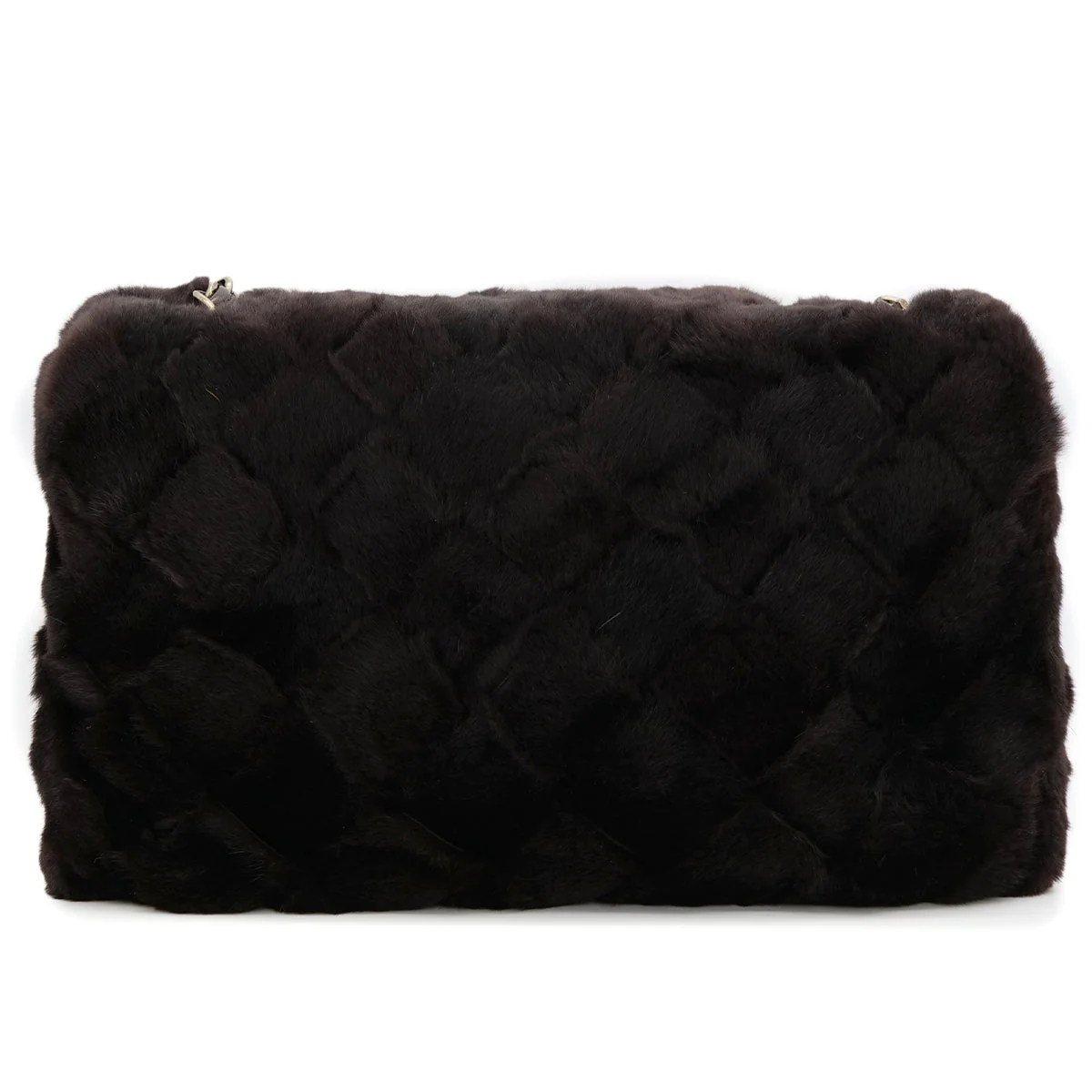 VINTAGE CHANEL MATELASSE FUR CHAIN SHOULDER BAG DARK BROWN FUR 90321766