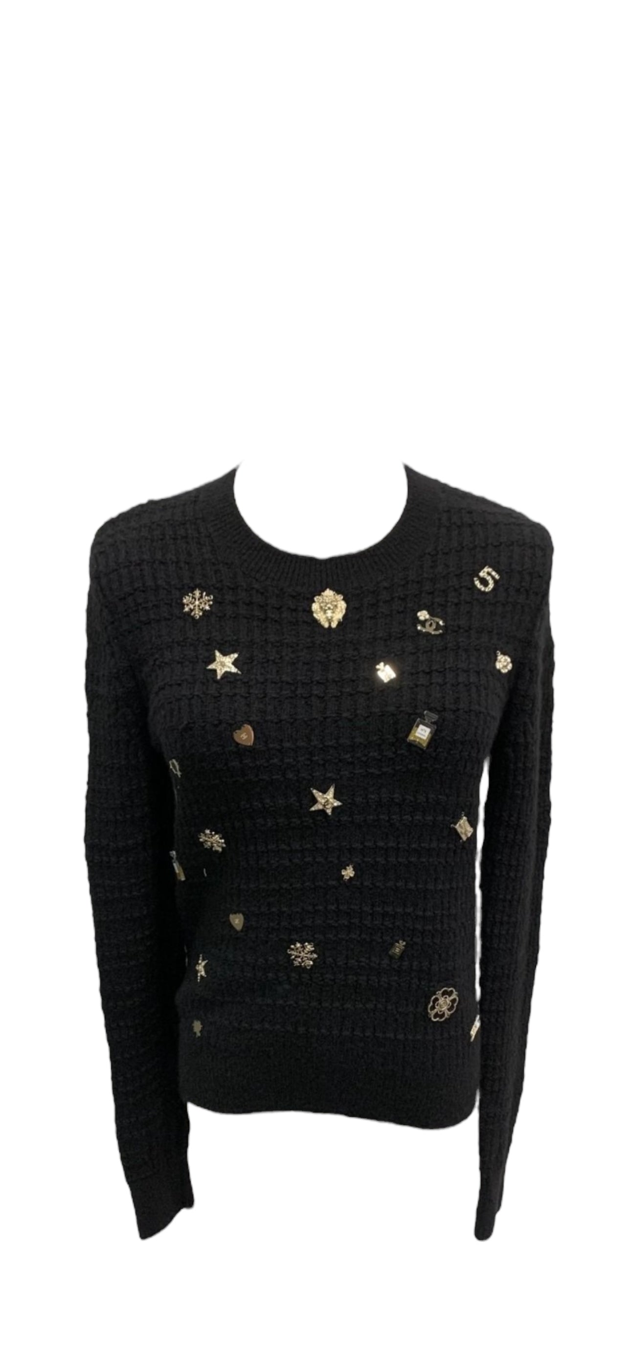 Chanel Lucky Charms Sweater Black GHW Size 36 - SKC1863