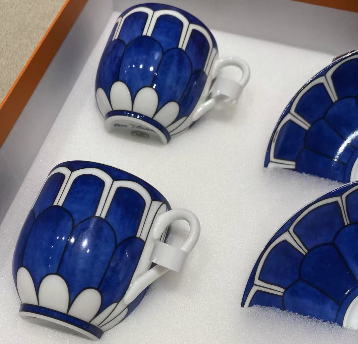 Hermès "Bleus d'Ailleurs" Coffee Cup & Saucer Set