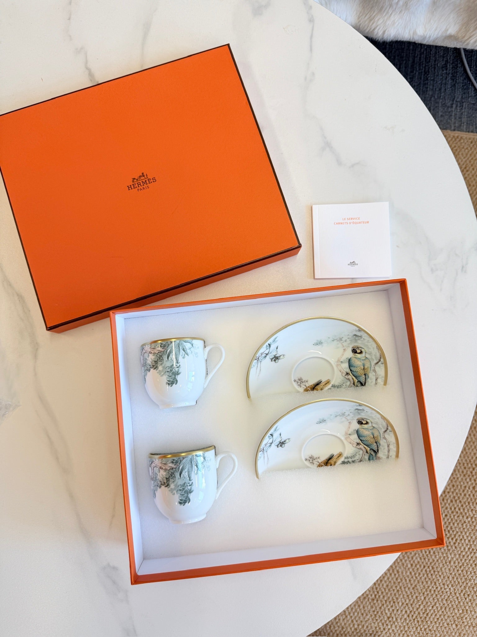 Hermès "Carnets d'Equateur" Coffee Cup & Saucer Set