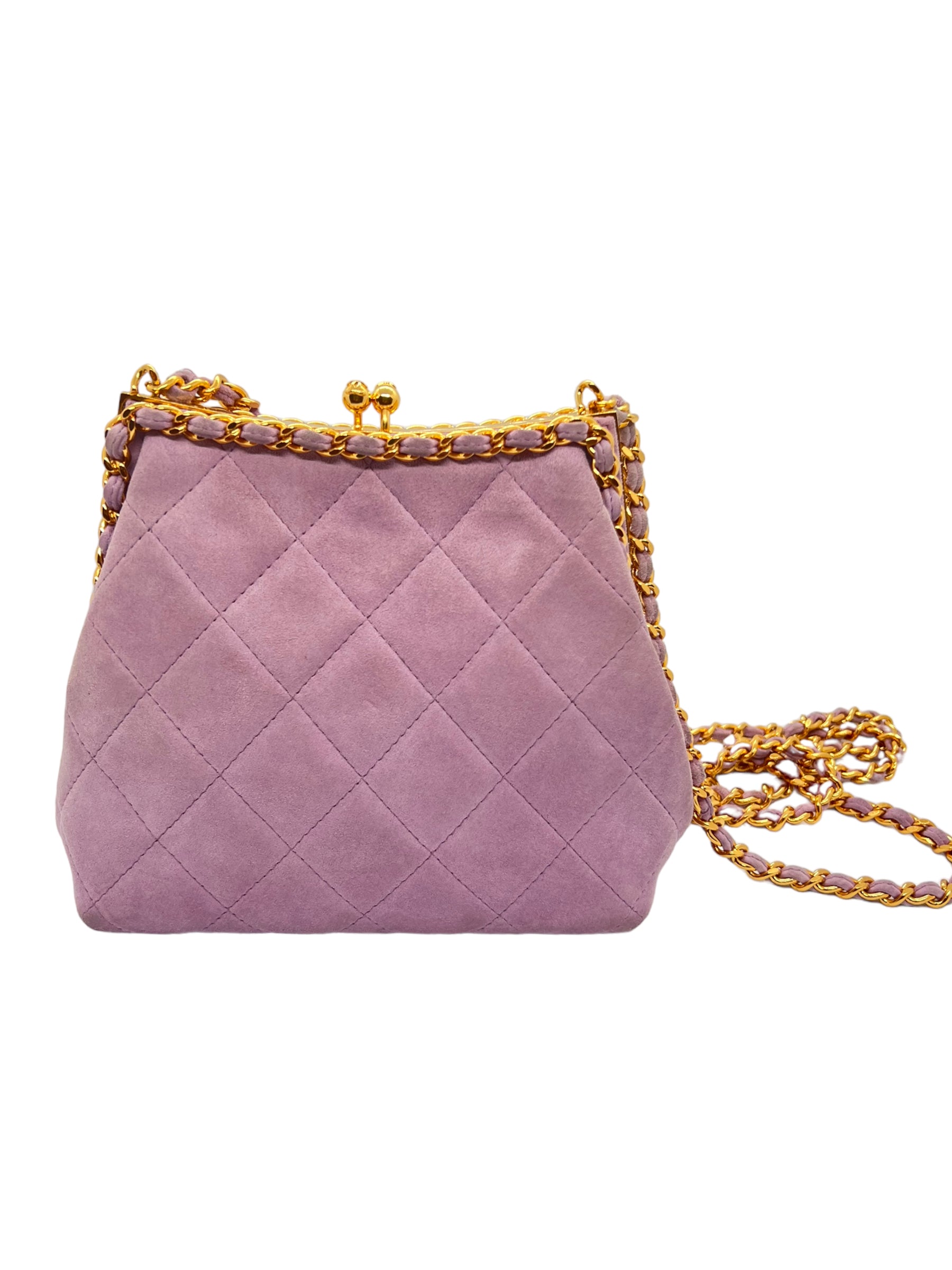 Chanel lavender suede mini crossbody bag