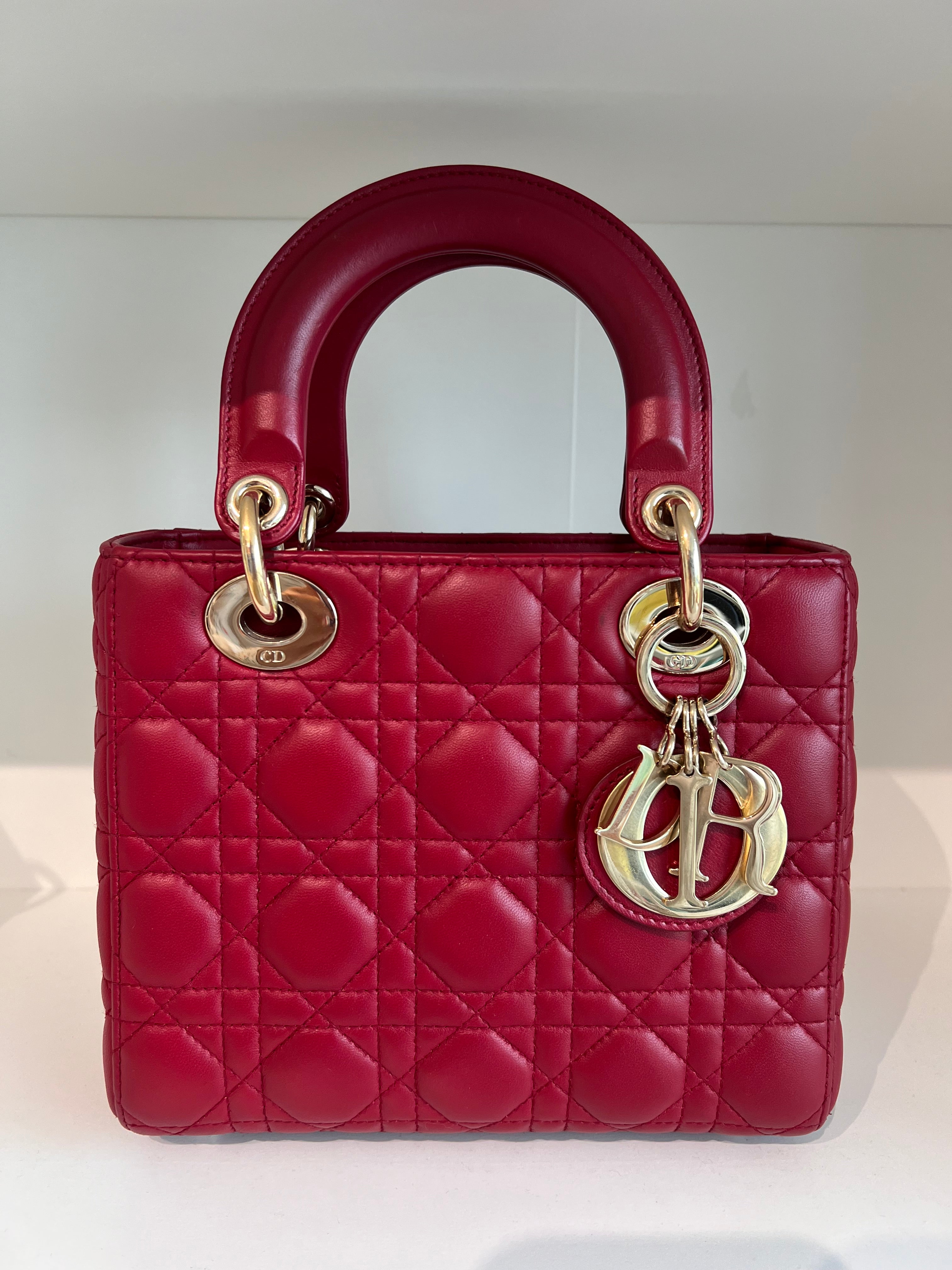 Lady Dior Small Dark Red Lambskin GHW SYCM253