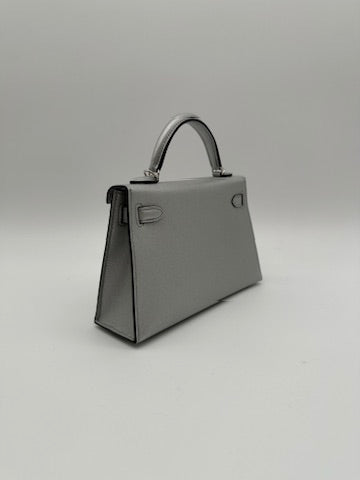 Hermès Mini Kelly Argent Chevre Palladium Hardware
