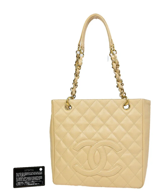 Chanel PST (Petite Shopping Tote) Quilted Caviar Beige e3afc4