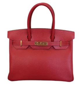 HERMES BIRKIN 30 Ardennes leather Rouge vif □F (2002) GHW ianyf4fz0z