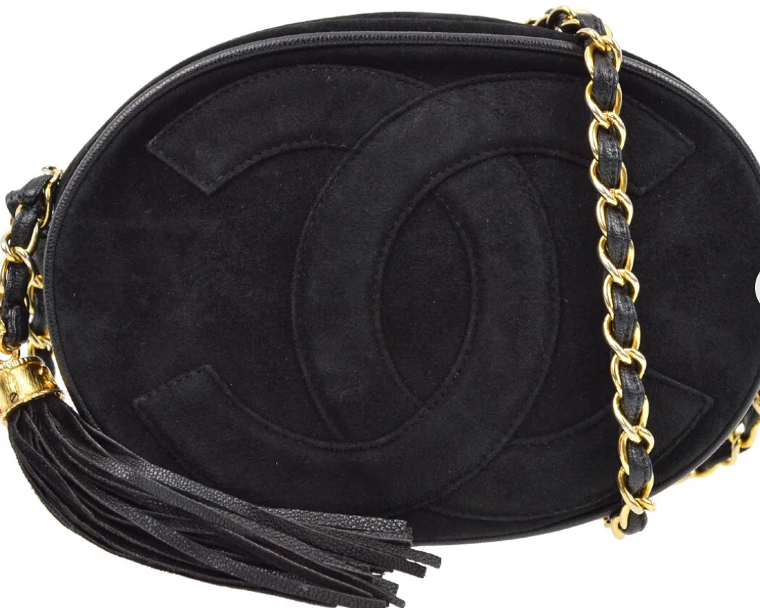 CHANEL FRINGE CHAIN SHOULDER BAG CC Mark Round chain in Suede o3t8pv