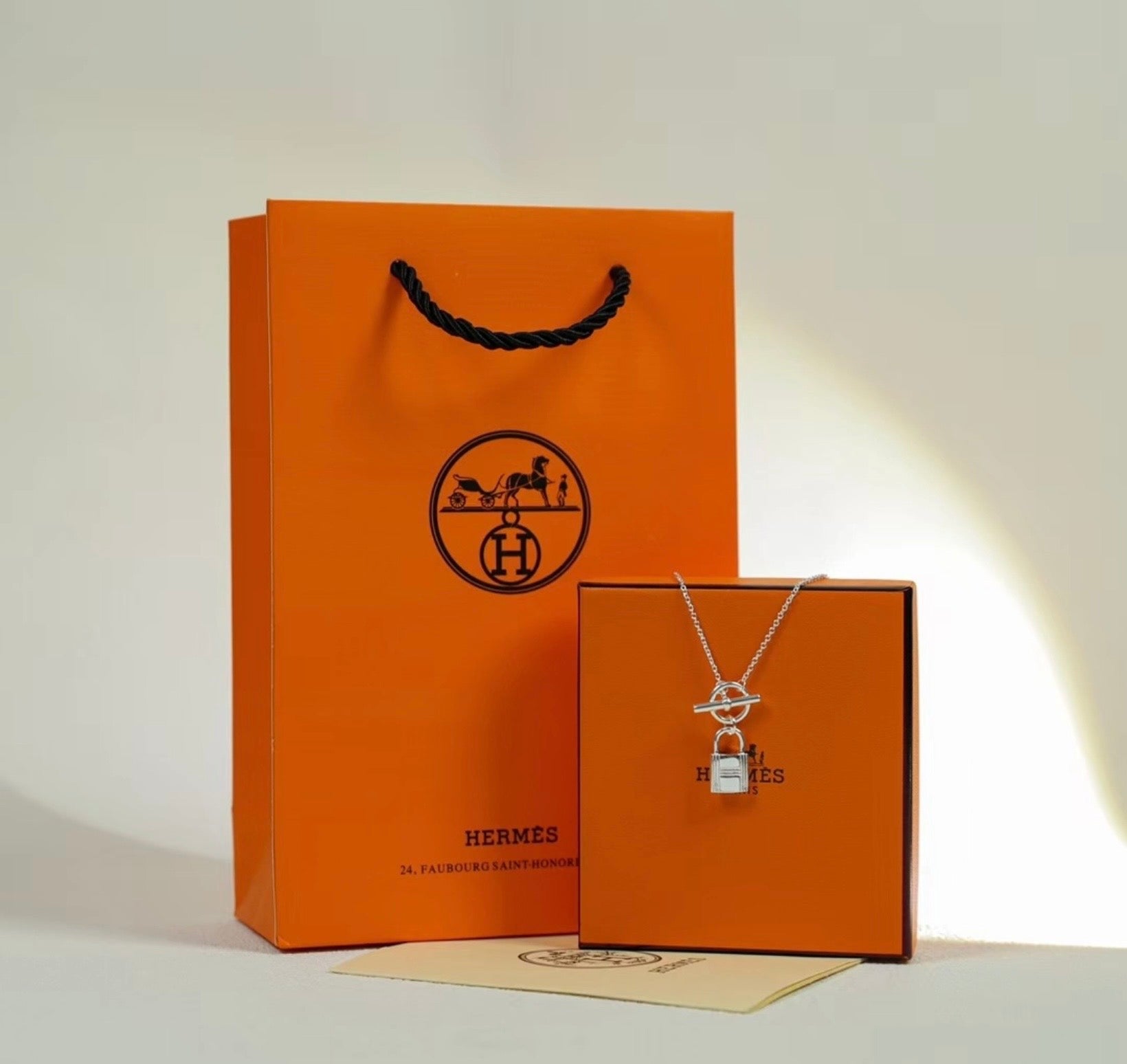 Hermès Kelly Cadenas Sterling Silver Pendant Necklace