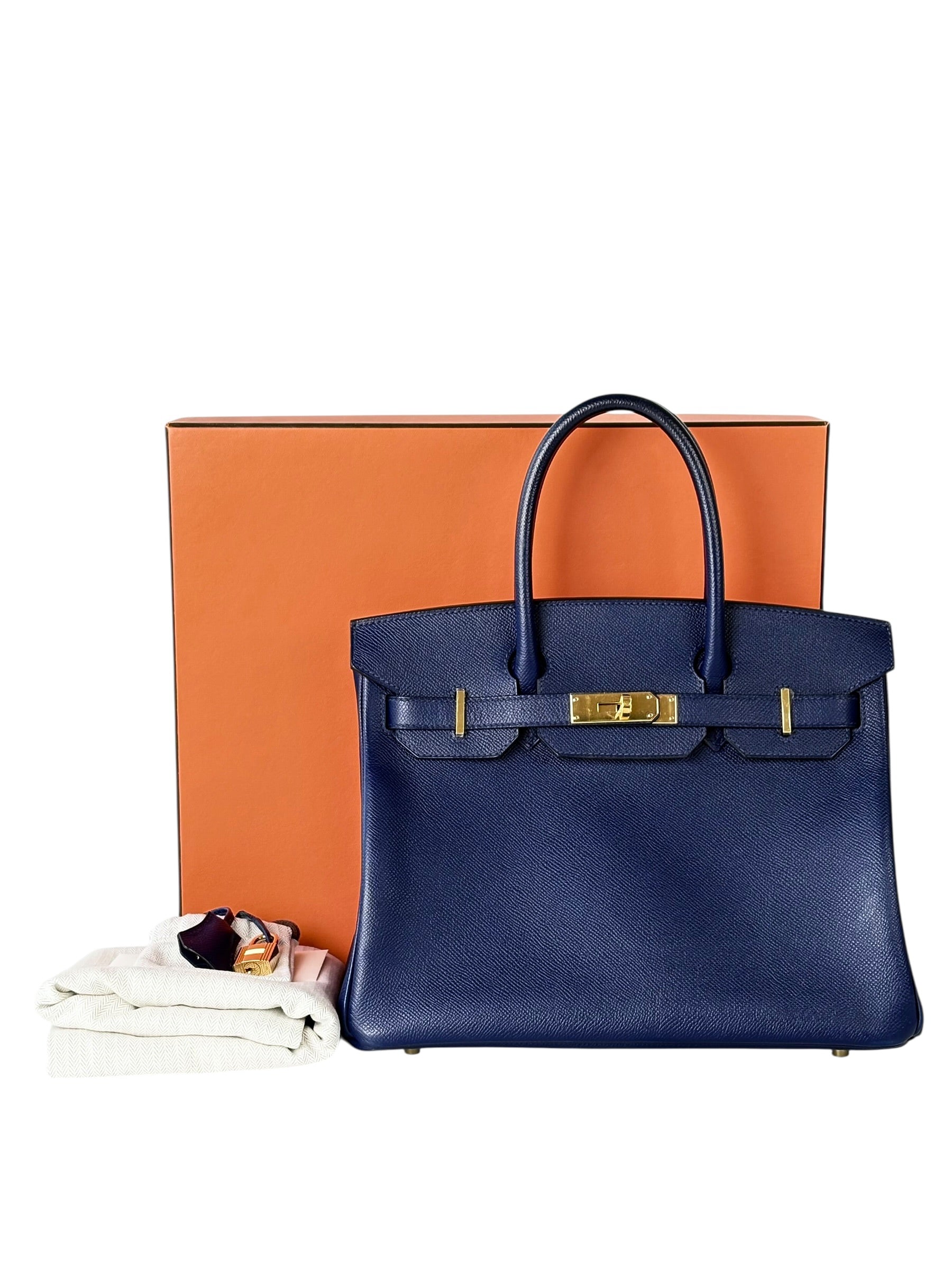 Hermes Birkin 30cm Bag in Blue Saphir in Epsom Leather with GHW
