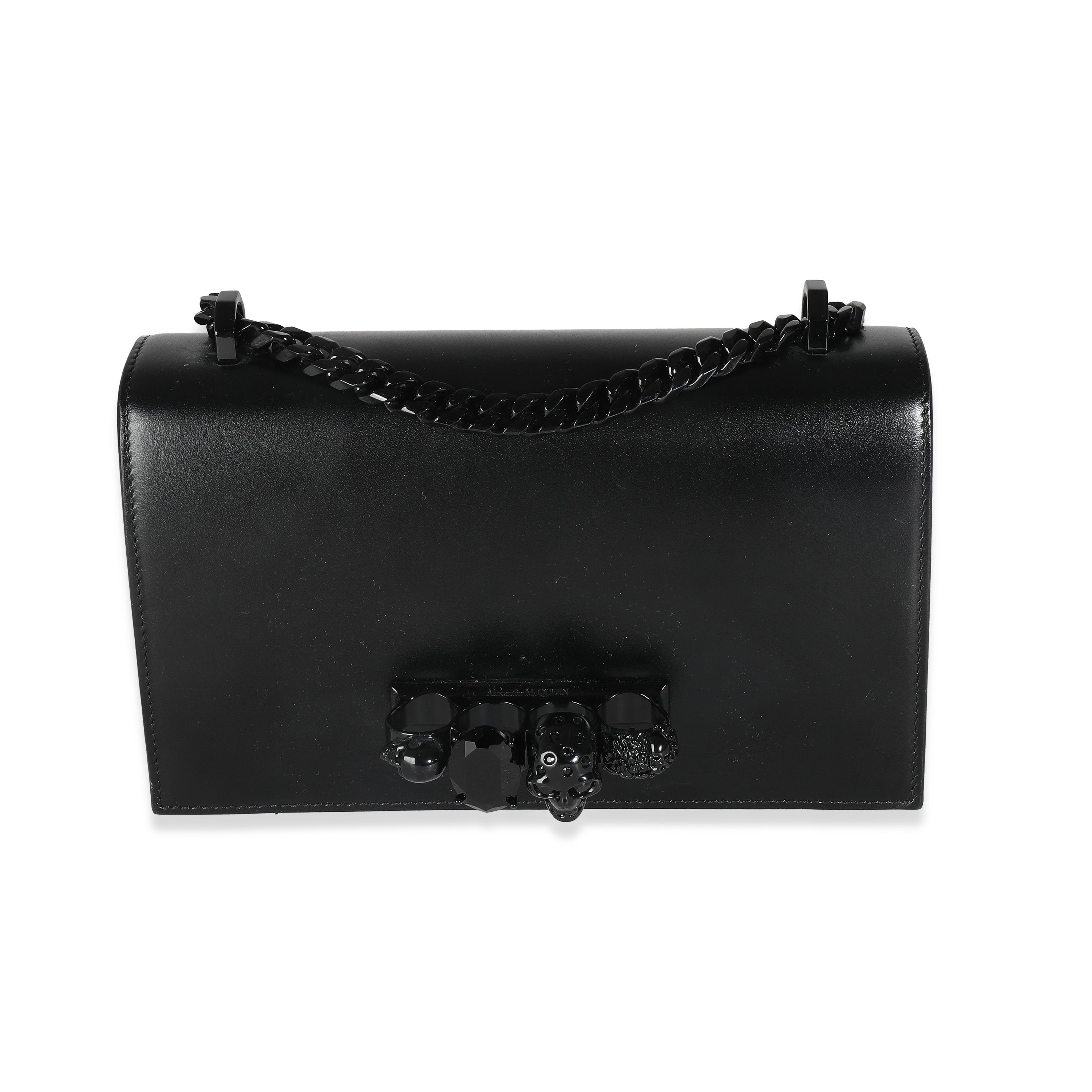 Alexander McQueen SO Black Leather Ring Detail Embellished Crossbody Bag ASC5198