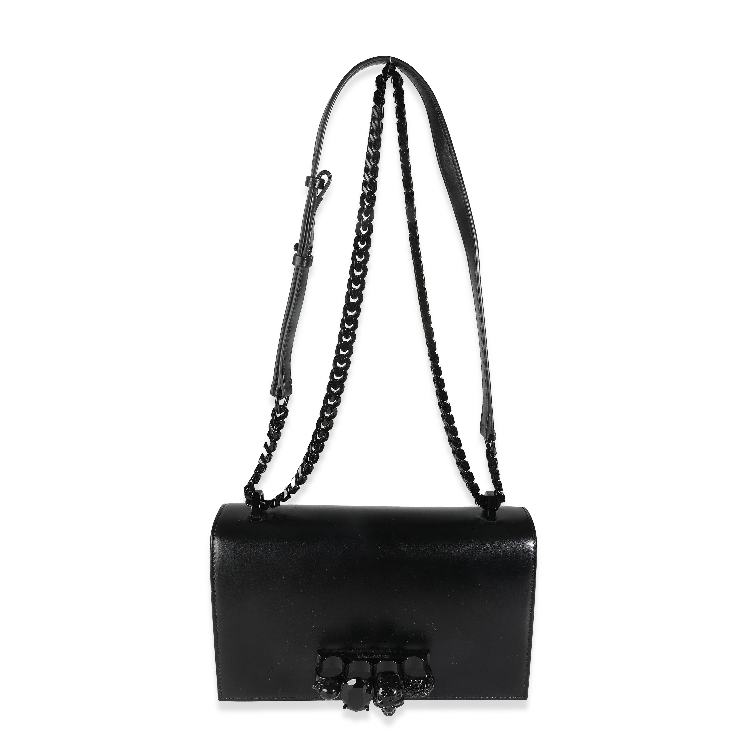 Alexander McQueen SO Black Leather Ring Detail Embellished Crossbody Bag ASC5198