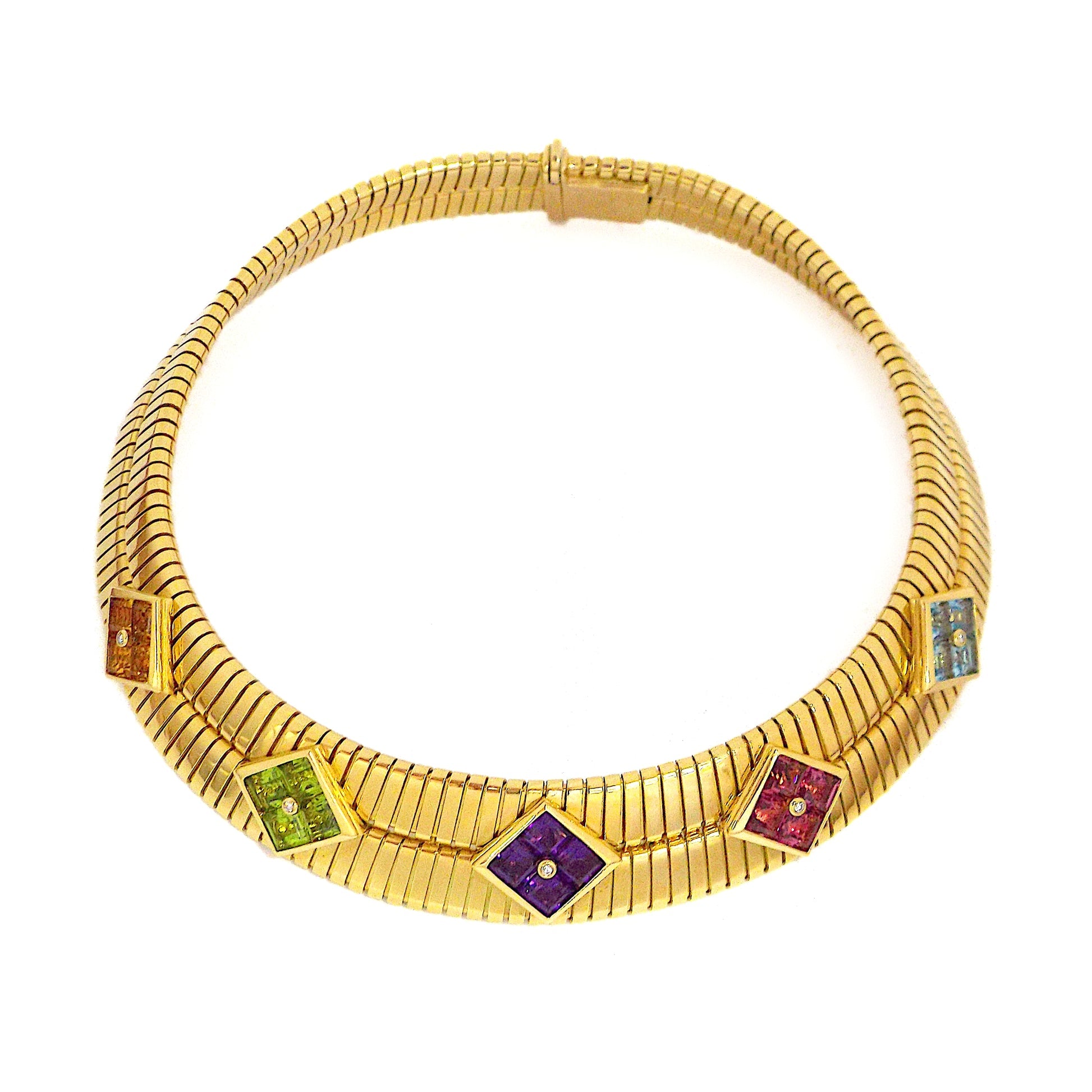 Bulgari 18K Yellow Gold Multi-Gem Tubogas Necklace ASC5367