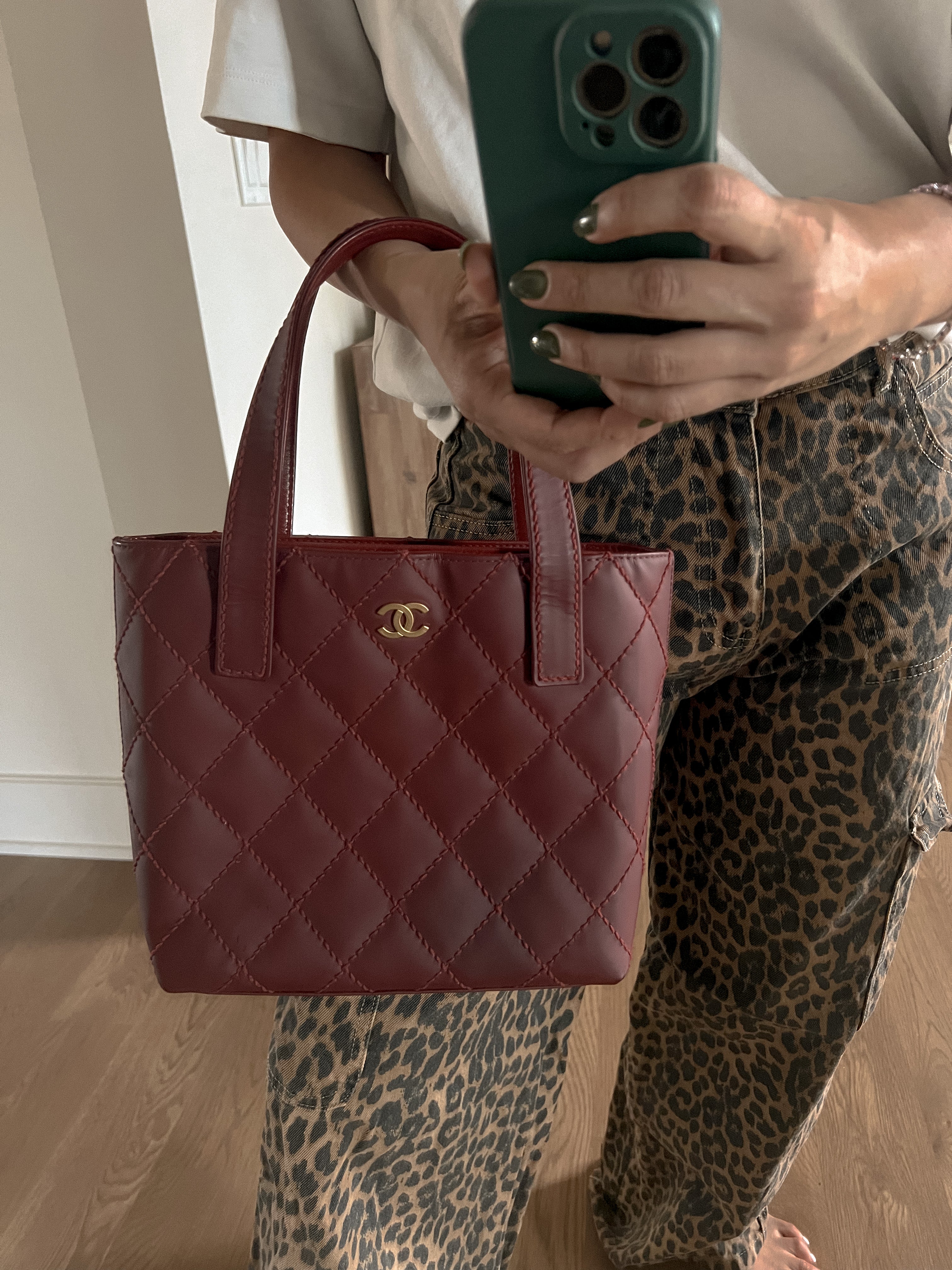 Chanel Burgundy Cross Stitch Vivian Tote Bag DXBK0040