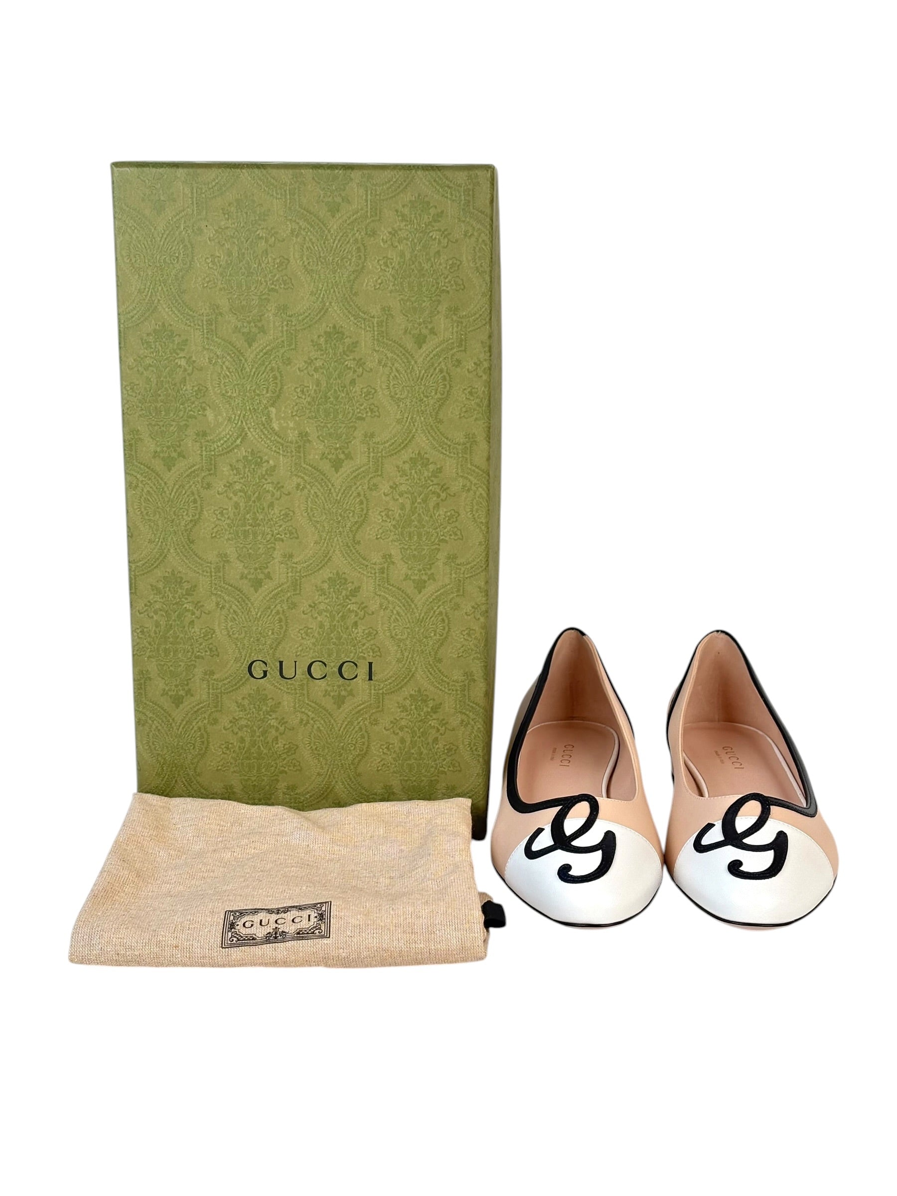 Gucci Cream Leather Flat Shoes - Size 36