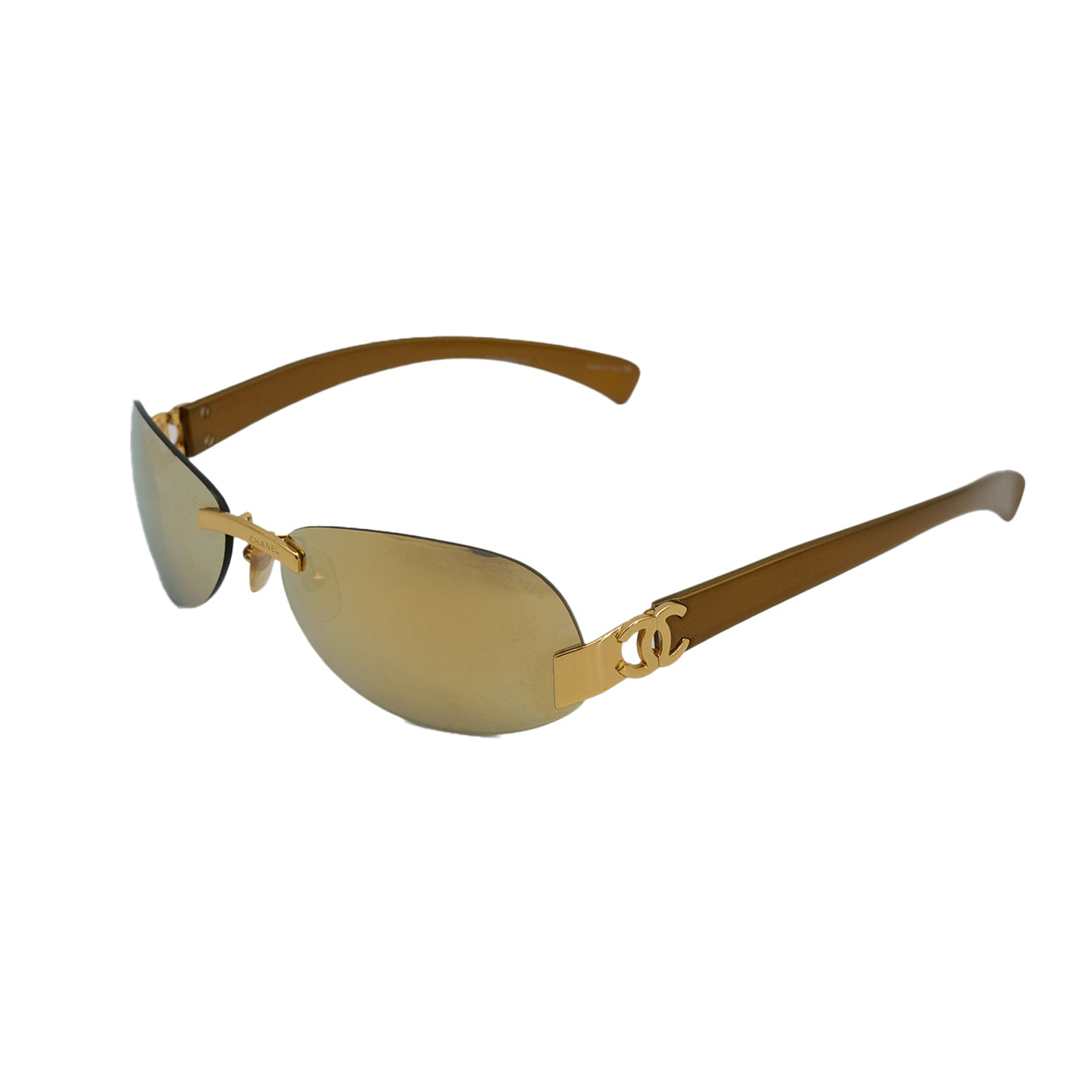 CHANEL COCOMARK SUNGLASSES GOLD EYEWEAR 90322164