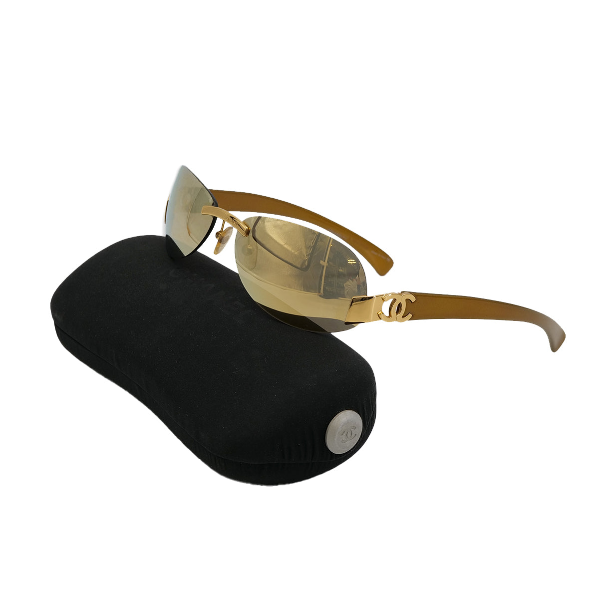 CHANEL COCOMARK SUNGLASSES GOLD EYEWEAR 90322164