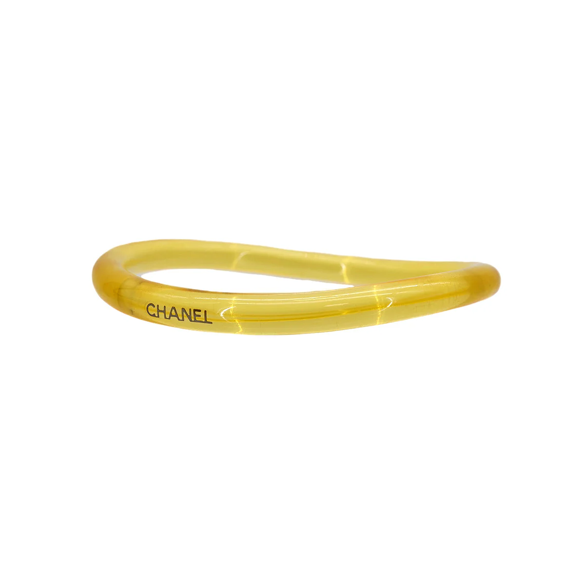 CHANEL LOGO ACRYLIC BANGLE CLEAR YELLOW ACCESSORY 90321141