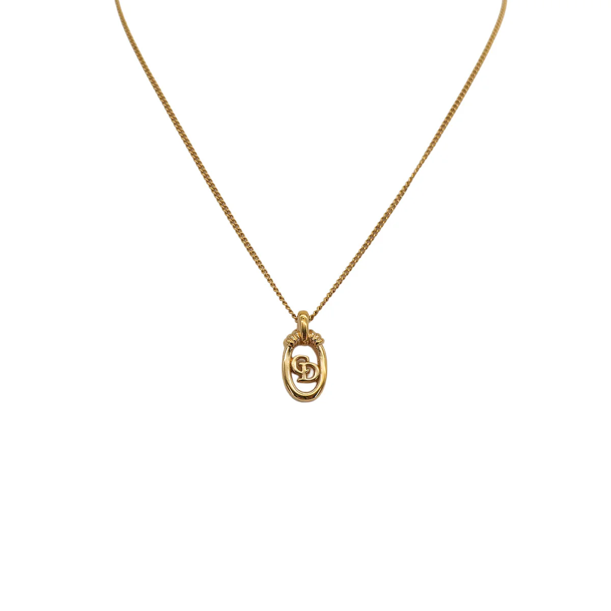CHRISTIAN DIOR NECKLACE CD LOGO OVAL GOLD ACCESSORY 90323208