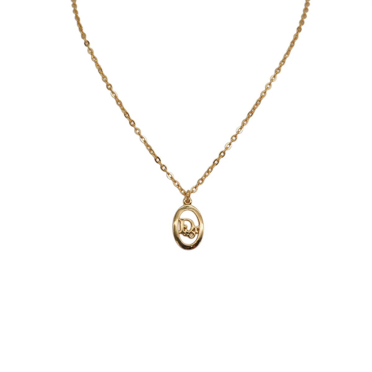 CHRISTIAN DIOR NECKLACE LOGO OVAL GOLD ACCESSORY 90323212