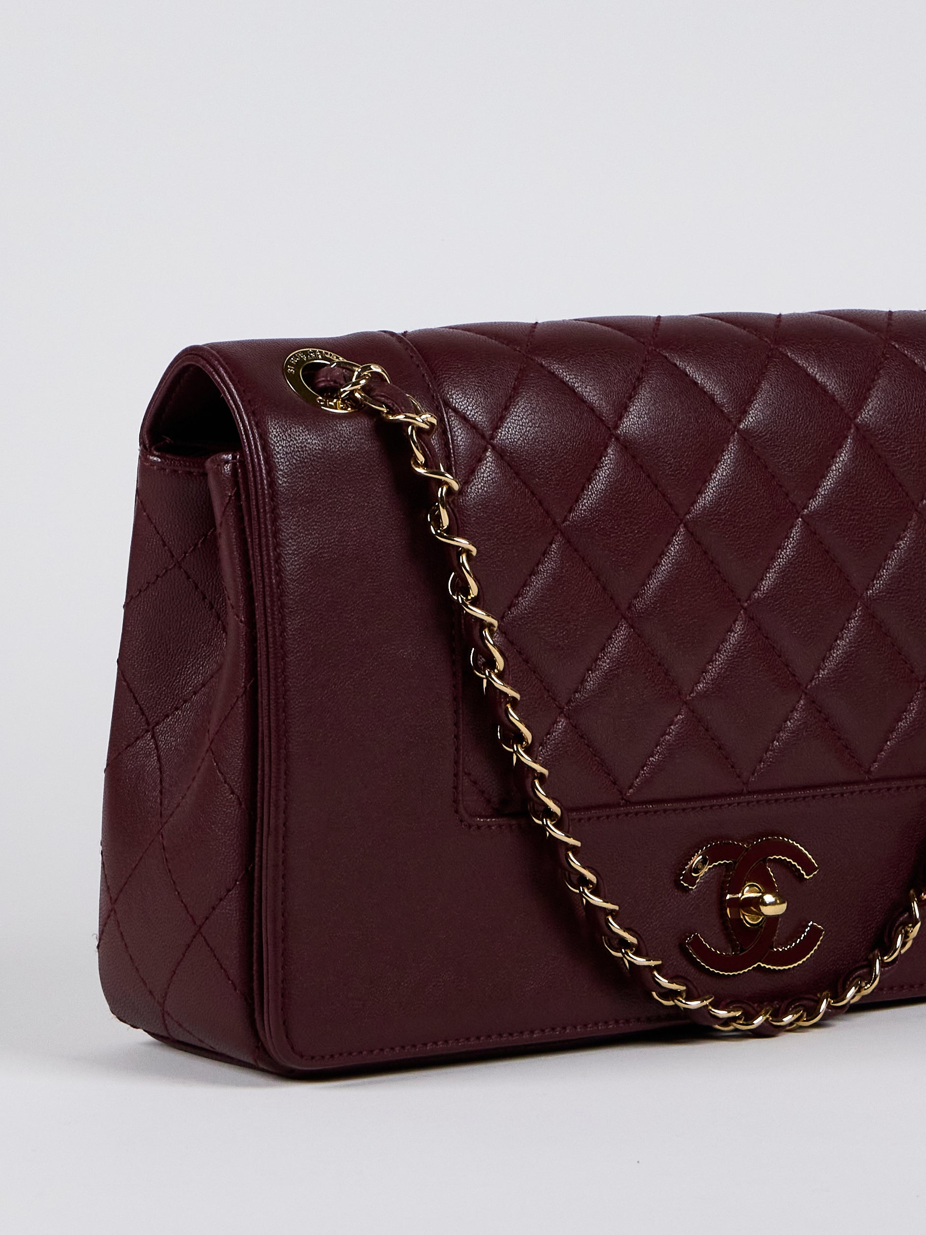 PRELOVED CHANEL LARGE QUILTED MADEMOISELLE FLAP BAG BURGUNDY Lambskin Leather with Gold-tone Hardware