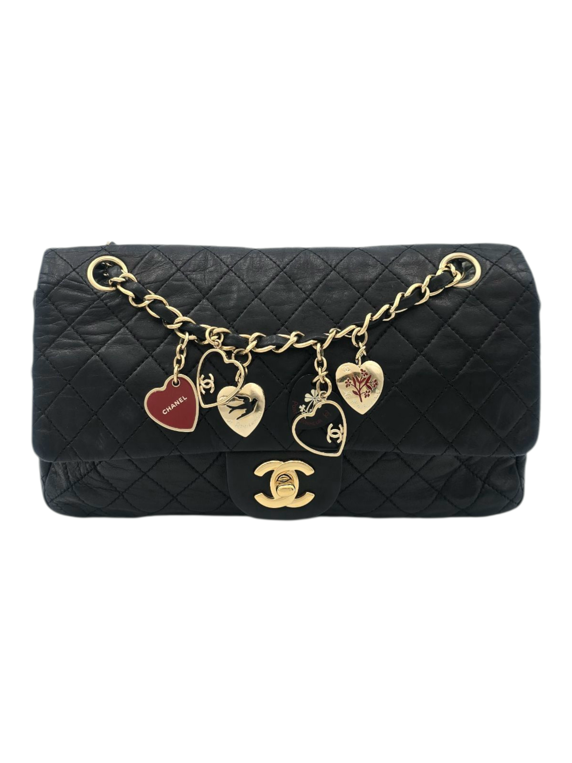 Chanel Valentine 25 Black Flap bag in Lambskin Gold hardware SYC196CT