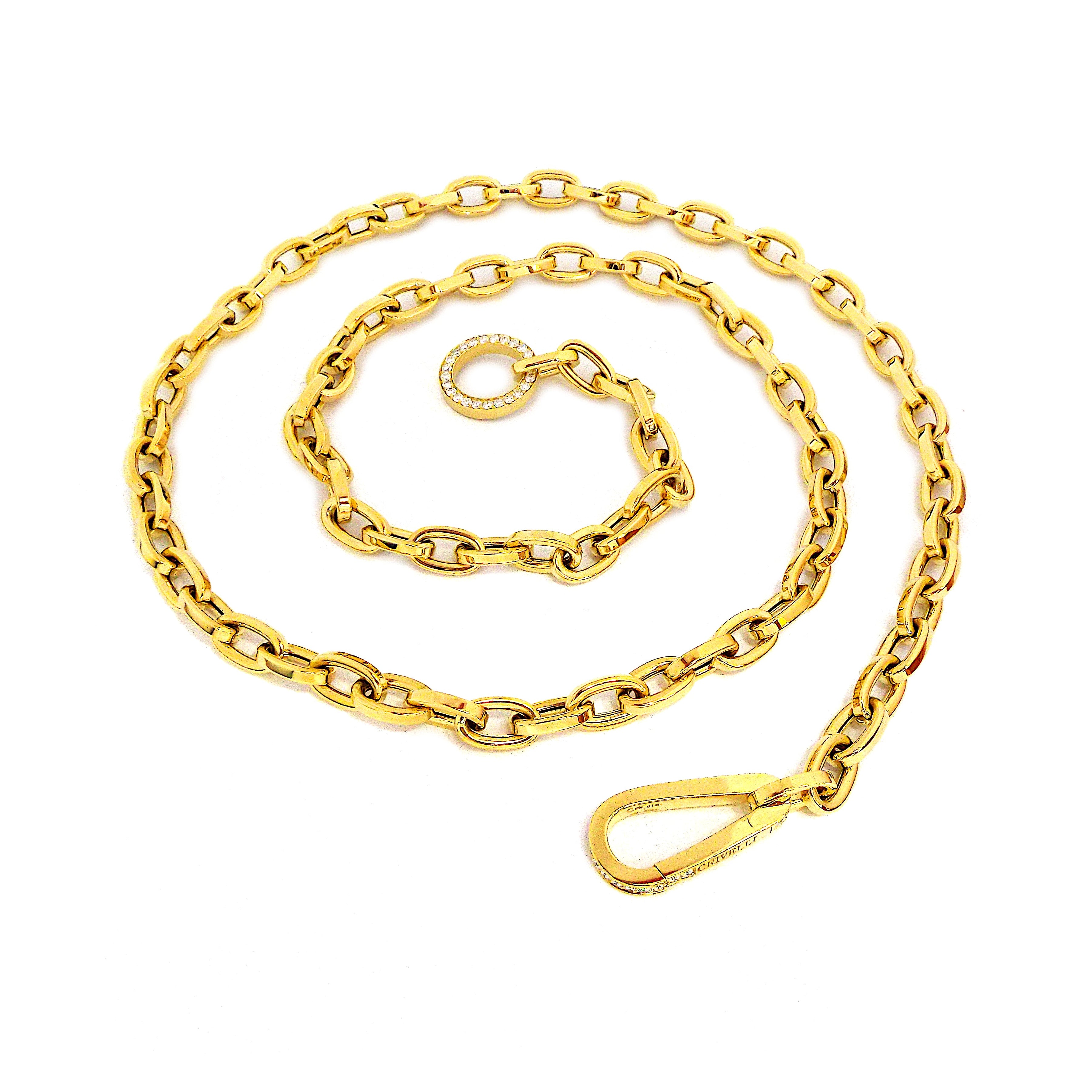 18kt yellow gold Italian chain with diamond hardware by Crivelli ASC5048