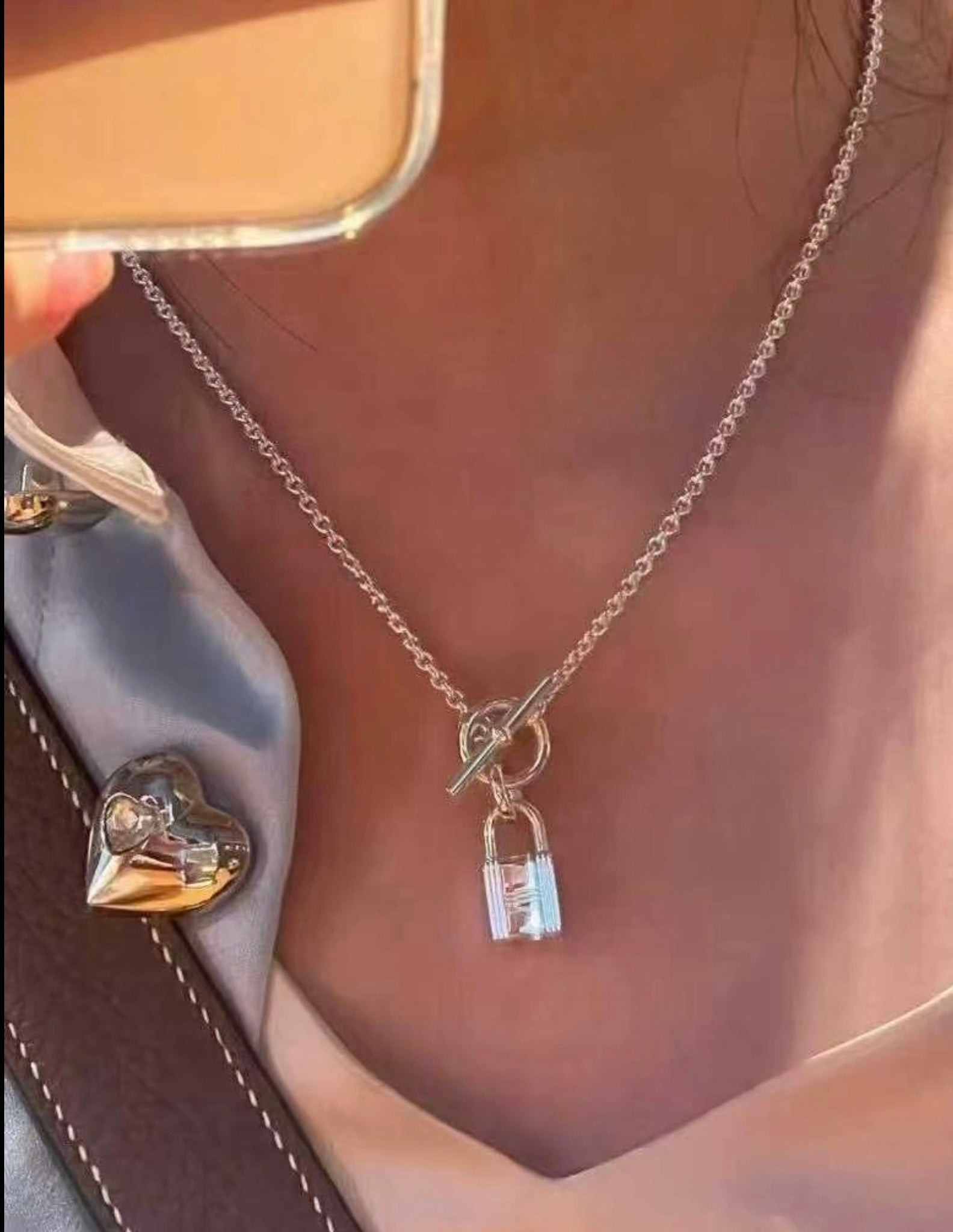 Hermès Kelly Cadenas Sterling Silver Pendant Necklace