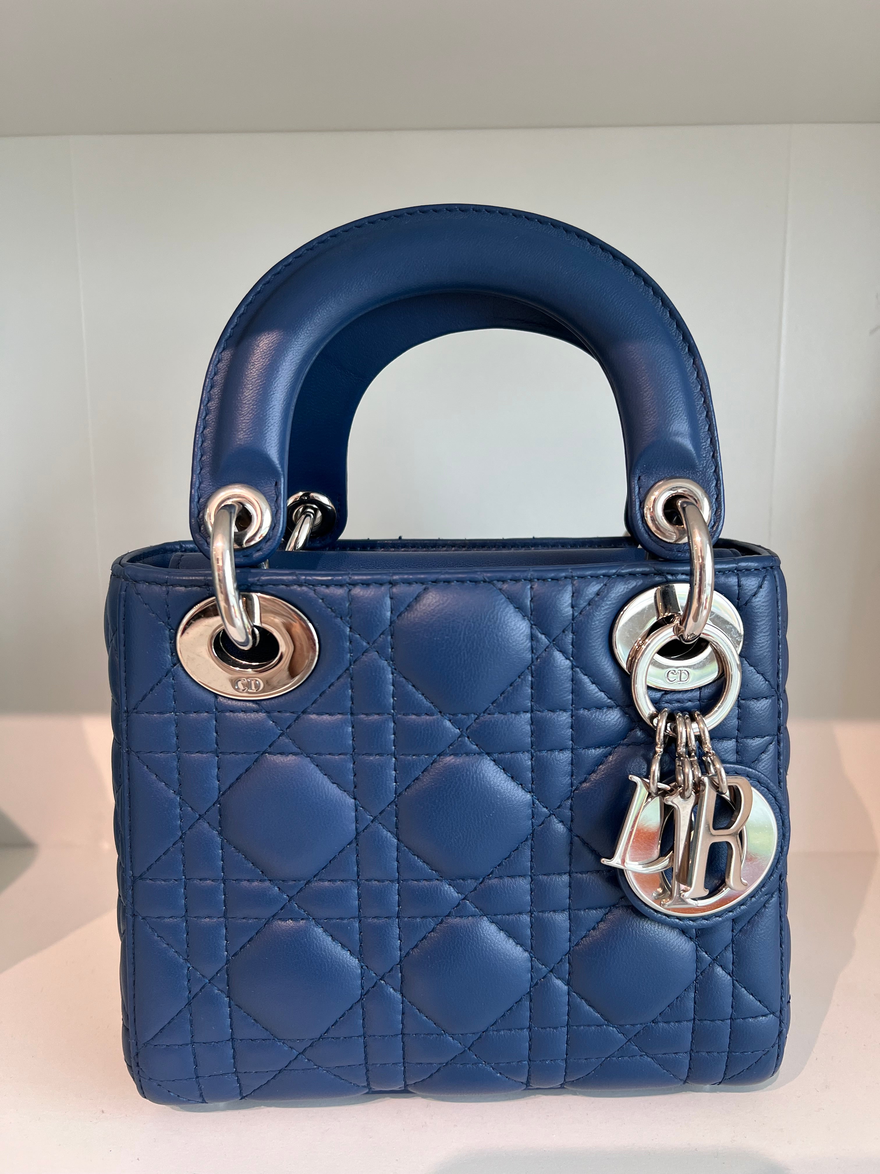 Lady Dior Mini Navy Blue Lambskin SHW SYCM261