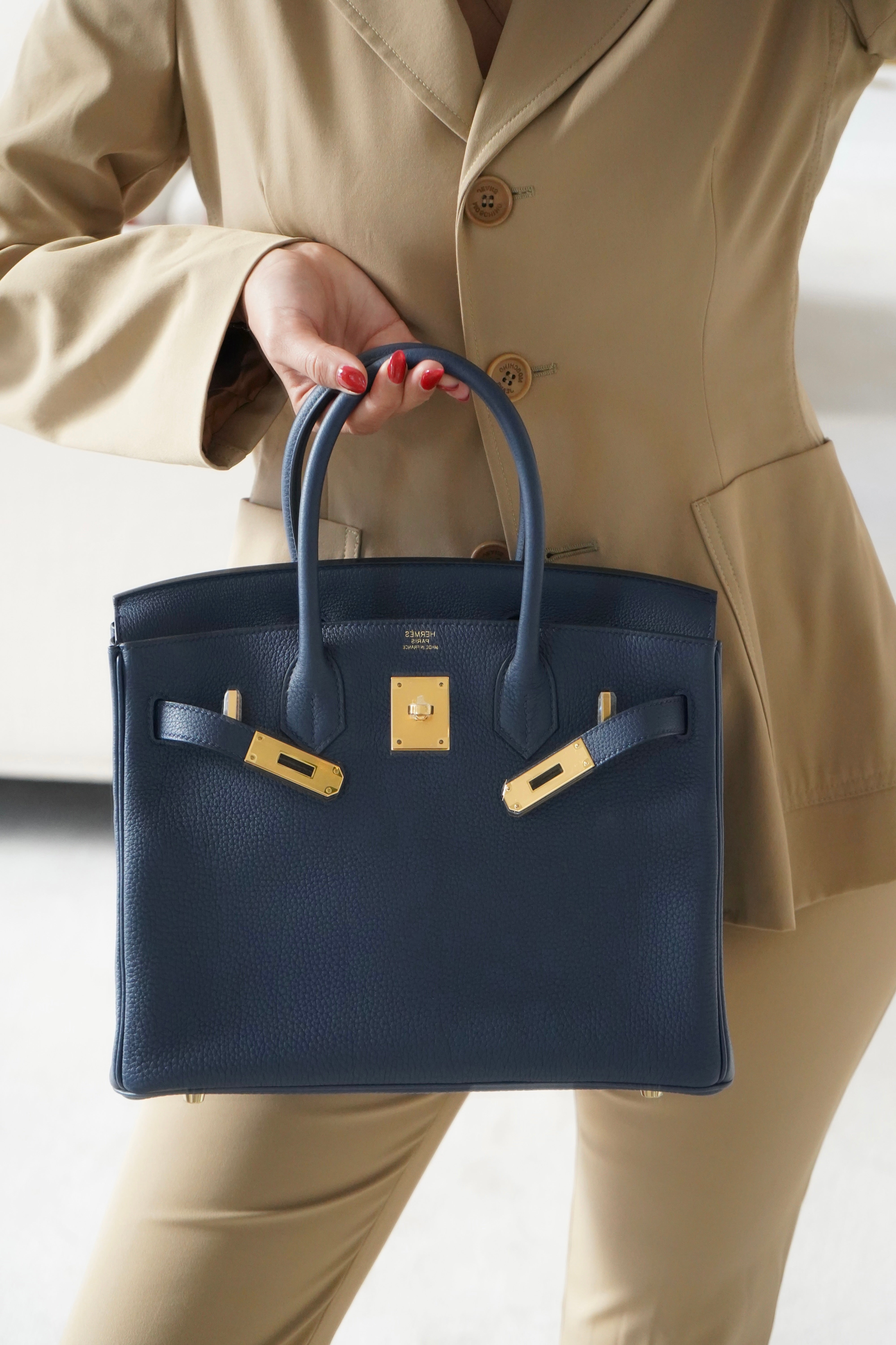 HERMÈS BIRKIN 30CM BLUE NAVY Togo Leather with Gold Hardware