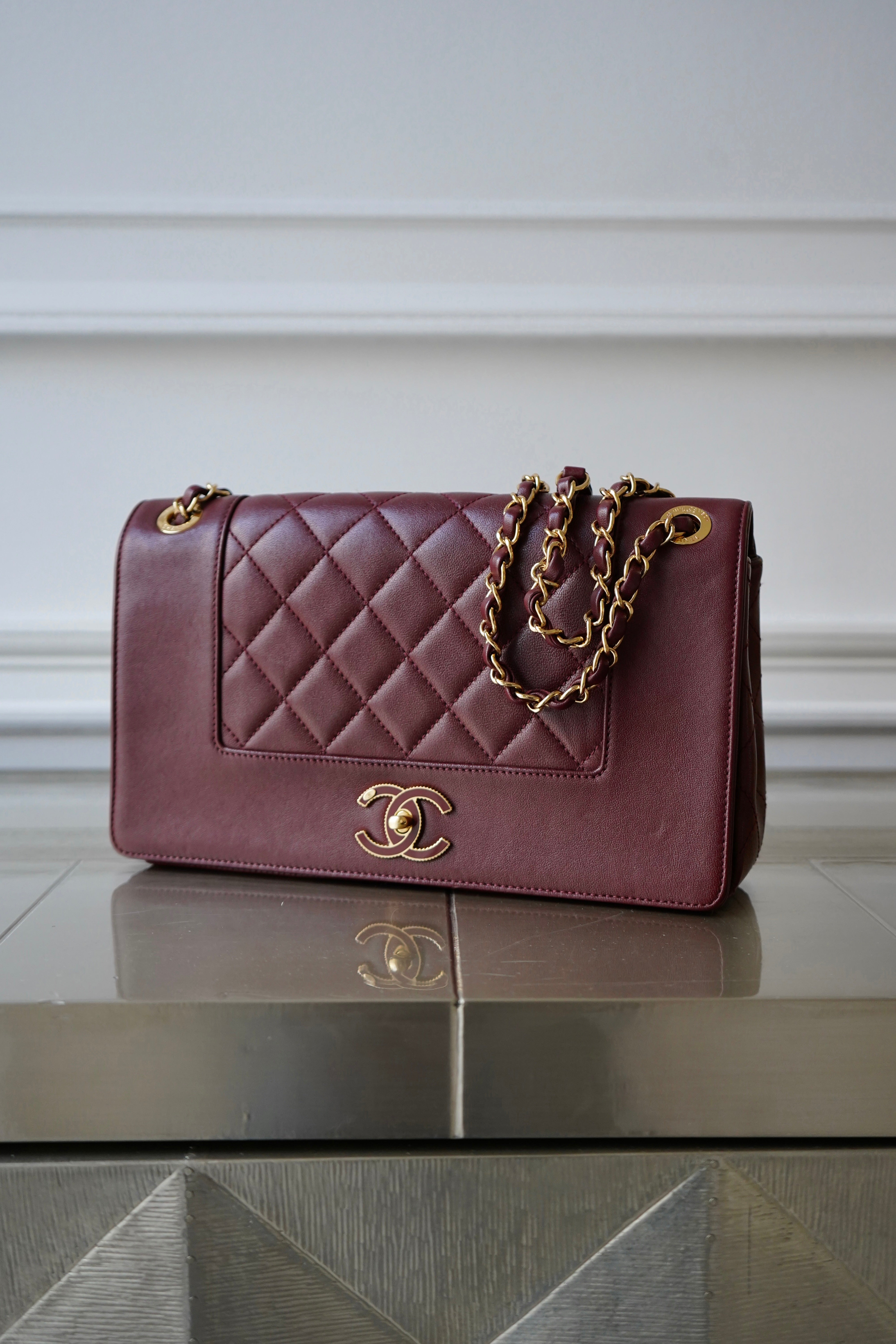 PRELOVED CHANEL LARGE QUILTED MADEMOISELLE FLAP BAG BURGUNDY Lambskin Leather with Gold-tone Hardware