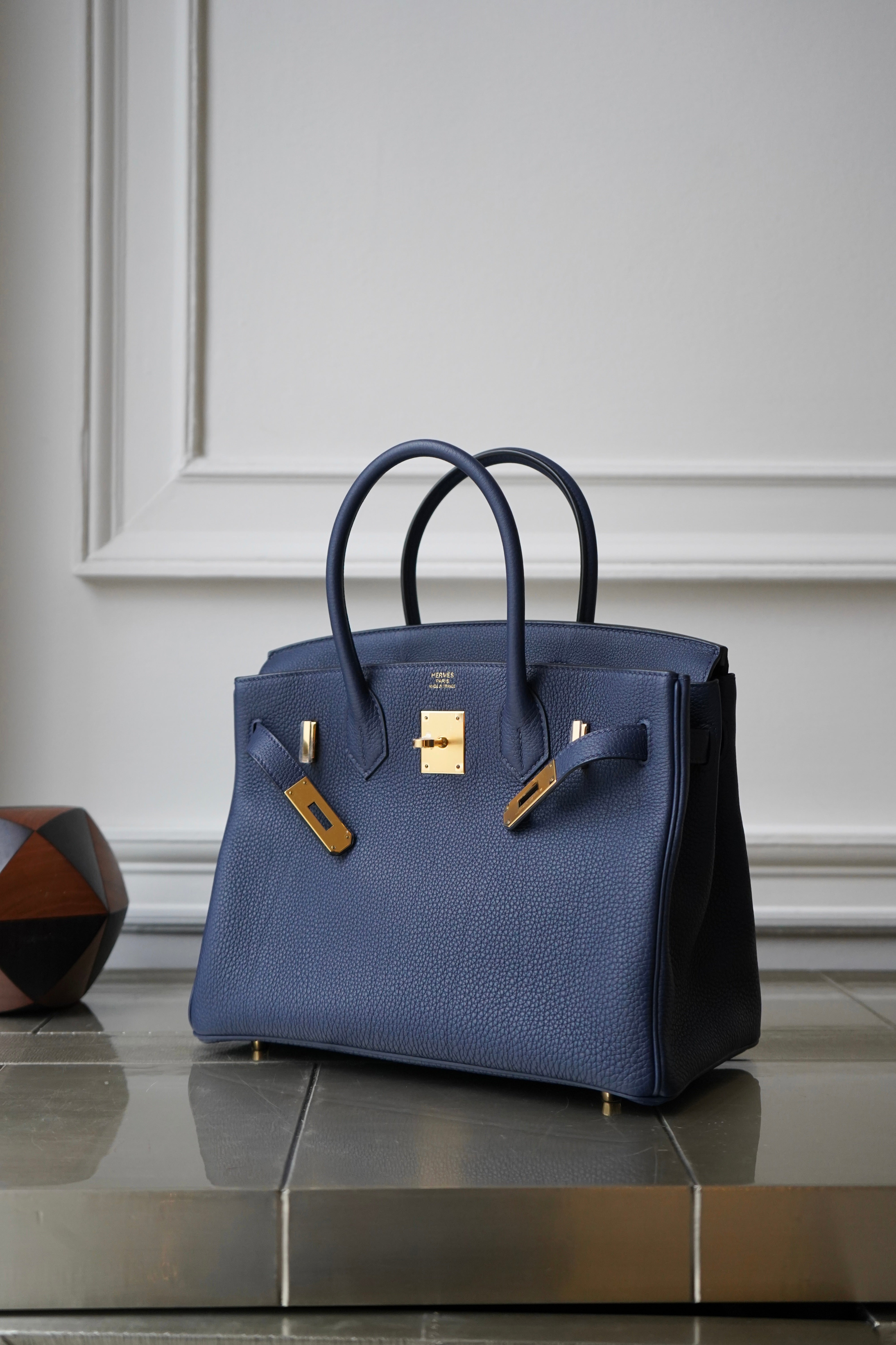 HERMÈS BIRKIN 30CM BLUE NAVY Togo Leather with Gold Hardware