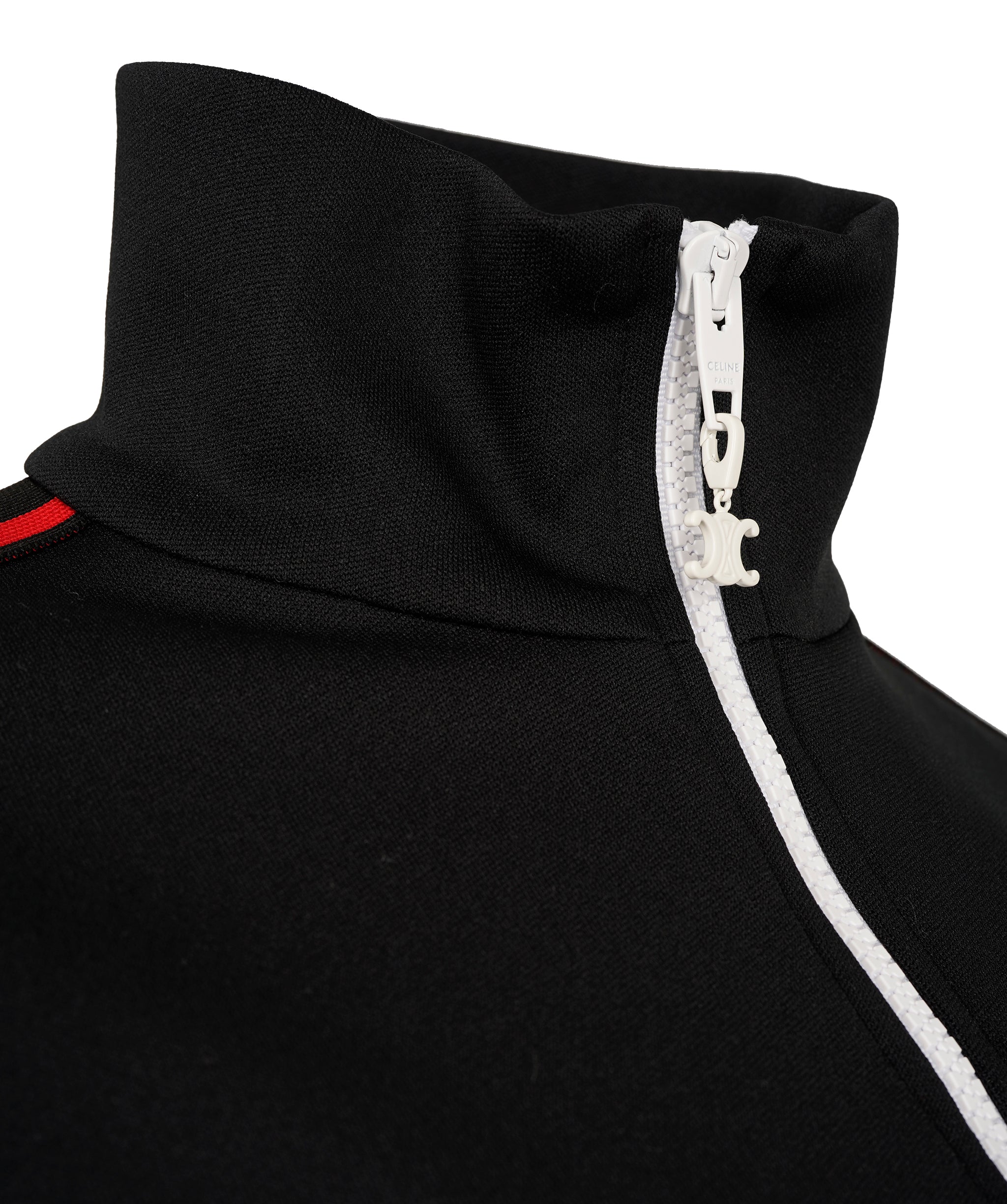 Celine Black Full Zip Top with Red embroidered stitching  ALC2008