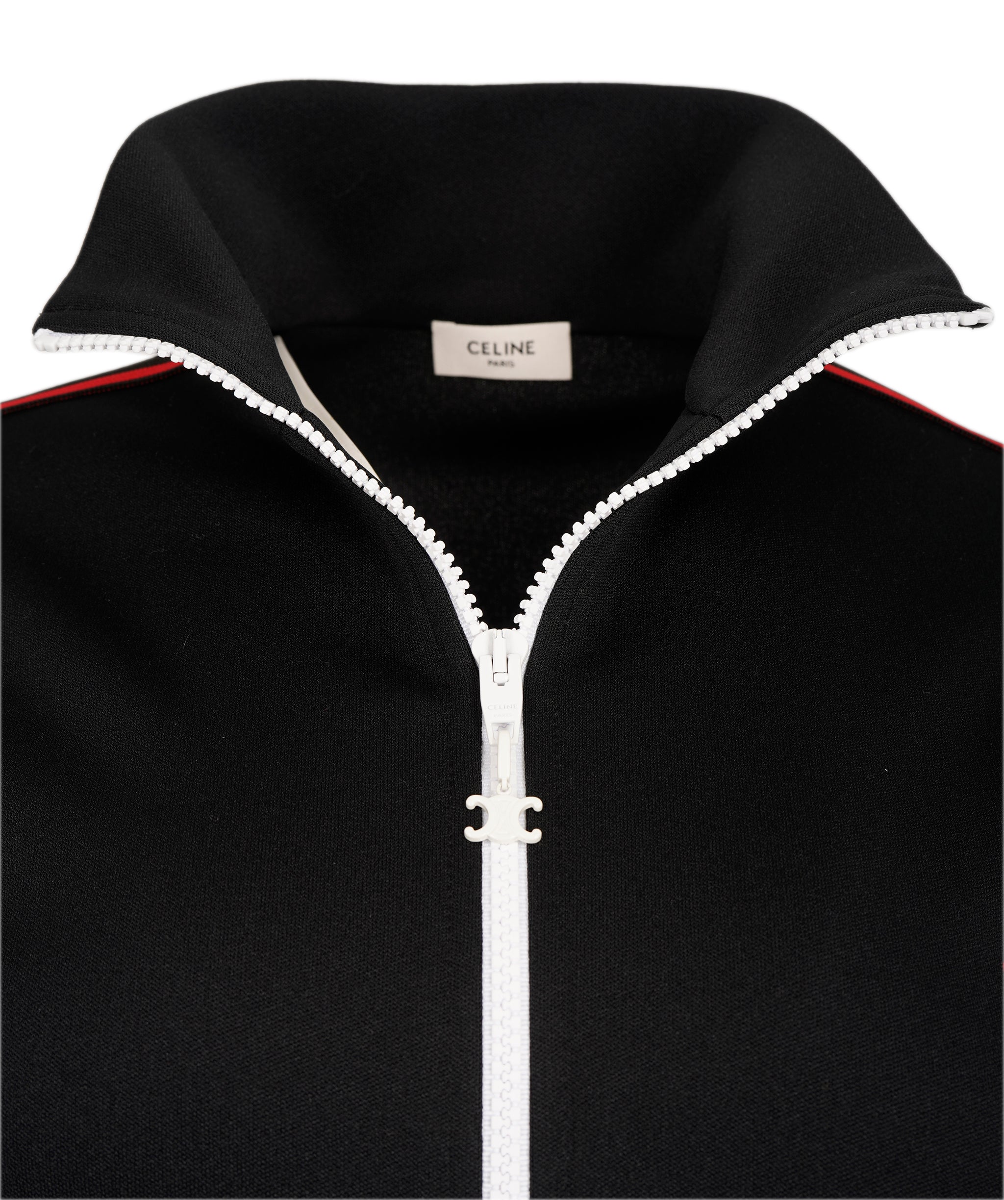 Celine Black Full Zip Top with Red embroidered stitching  ALC2008