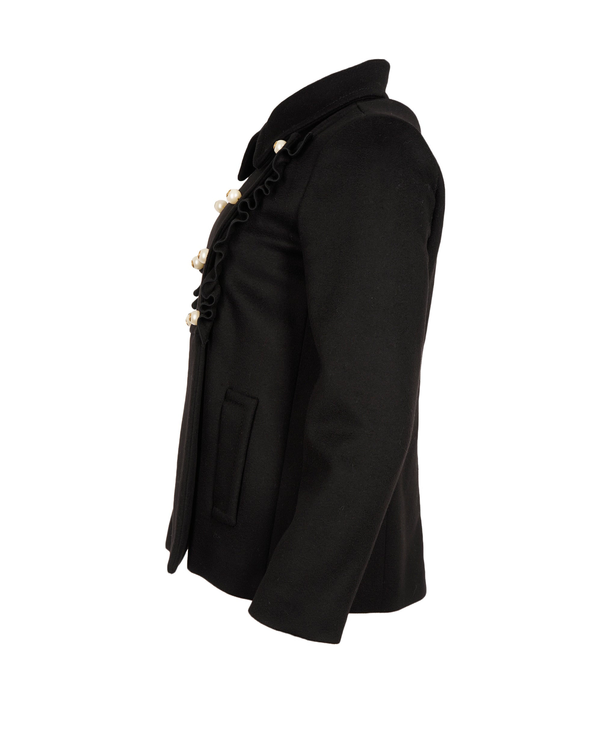 Gucci Black Wool Pearl GG Button Peacoat ALC2013