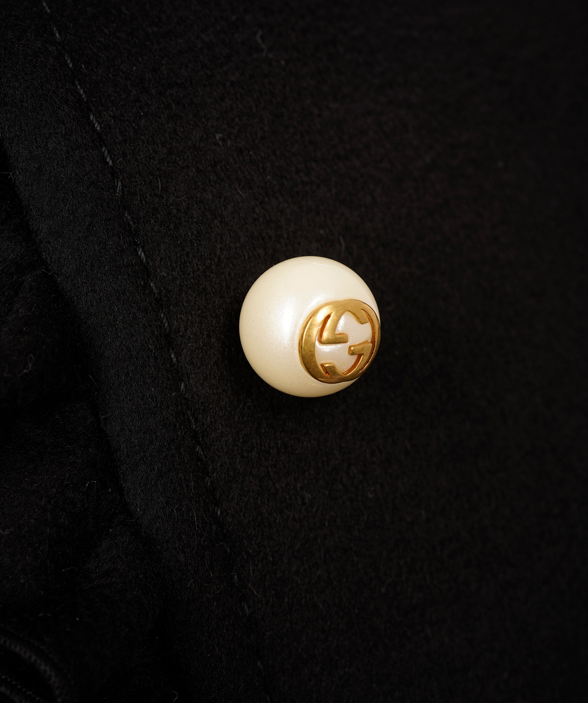 Gucci Black Wool Pearl GG Button Peacoat ALC2013