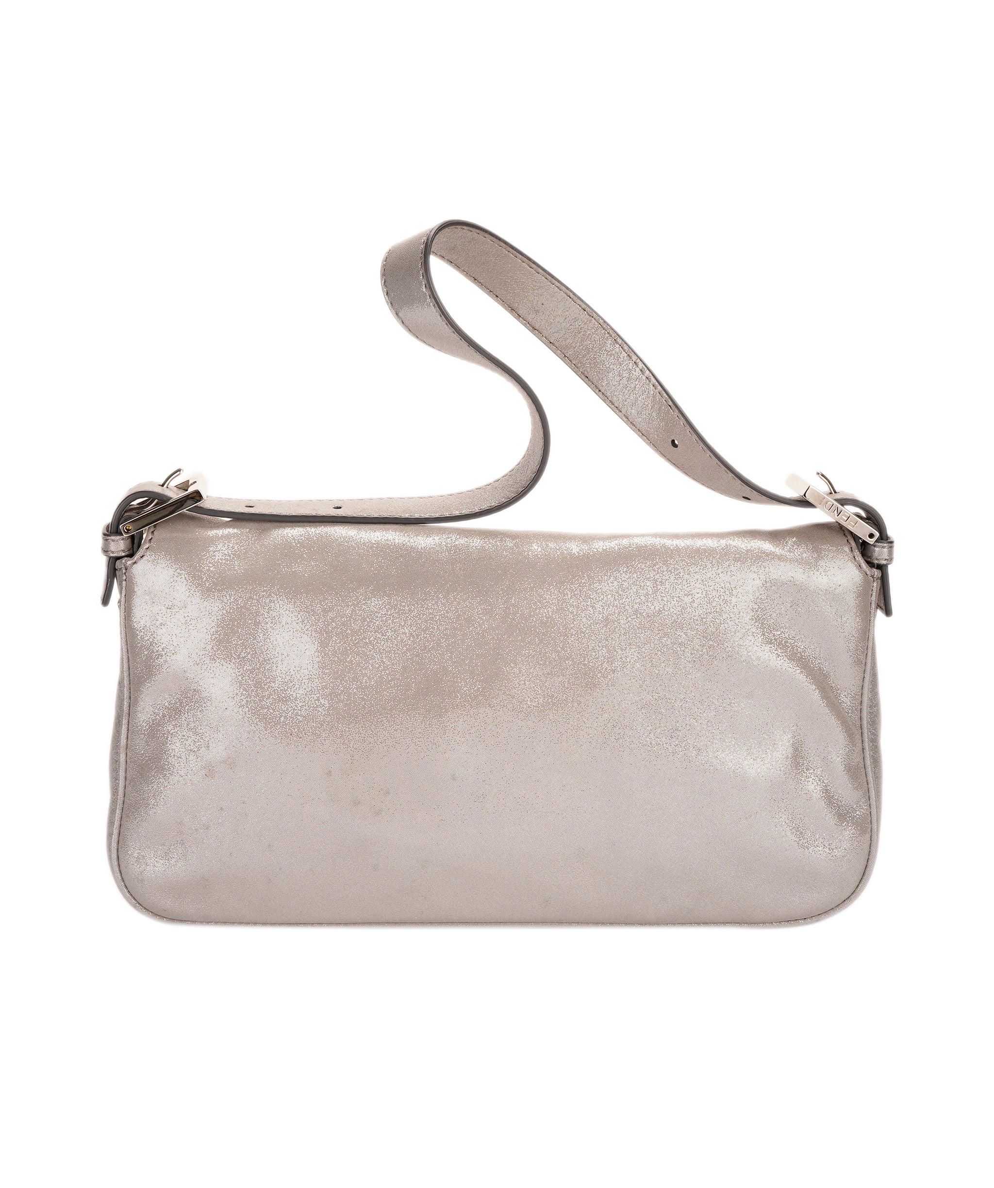 Fendi metallic silver baguette with crystal buckle  - AJC0844